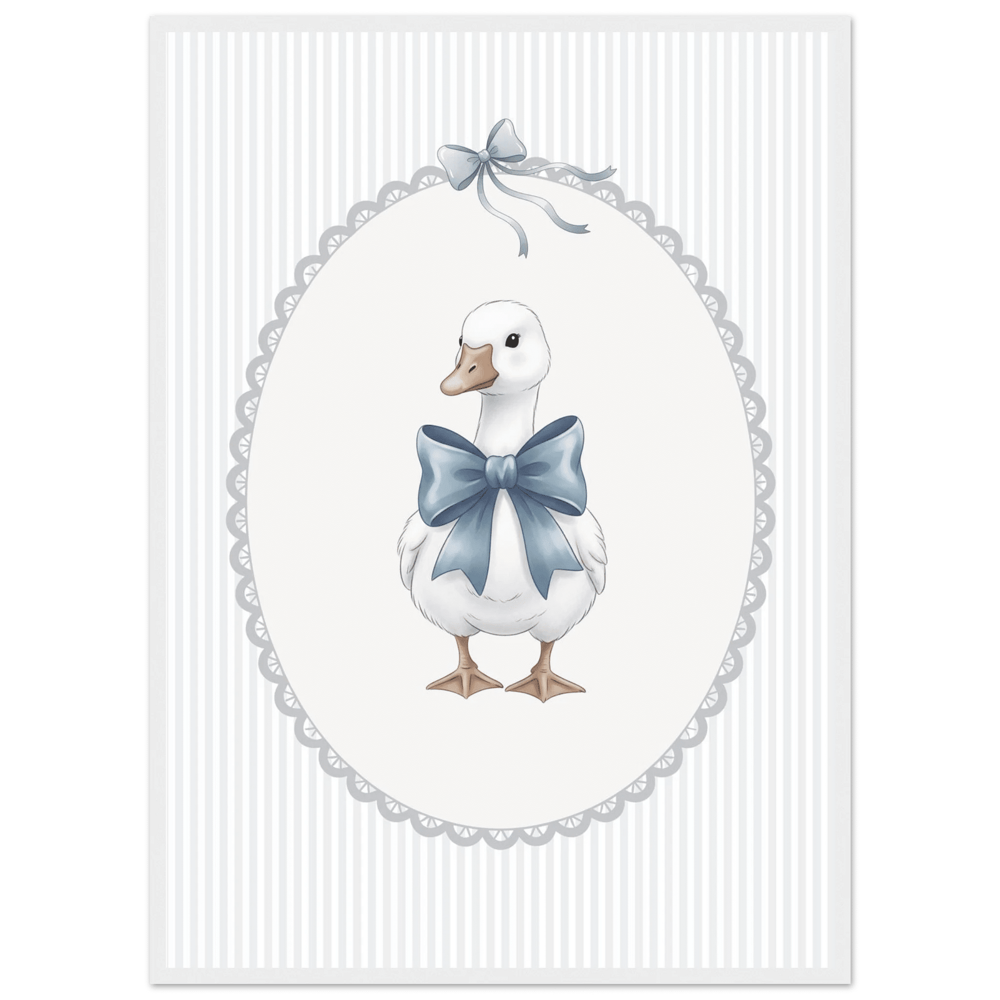 Blue Bow Duck Nursery Poster – Sweet Baby Room Wall Art Print - Evergreen Posters