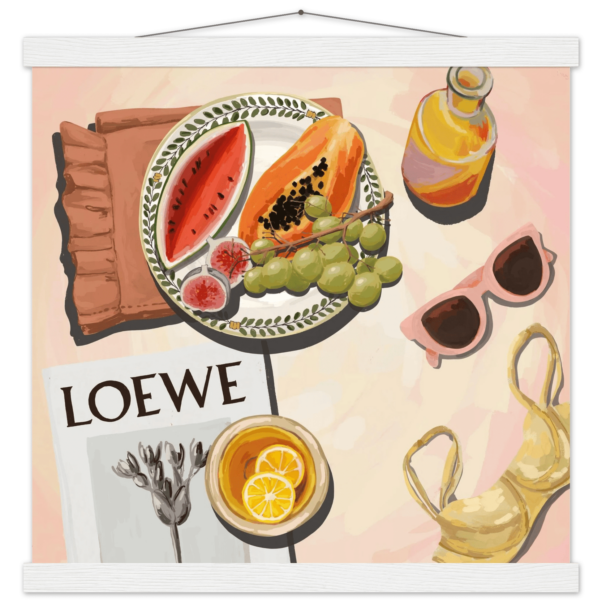 Loewe Summer Fruits Poster | Dopamine Decor Food Wall Art | Pastel Square Kitchen Print - Evergreen Posters - 32