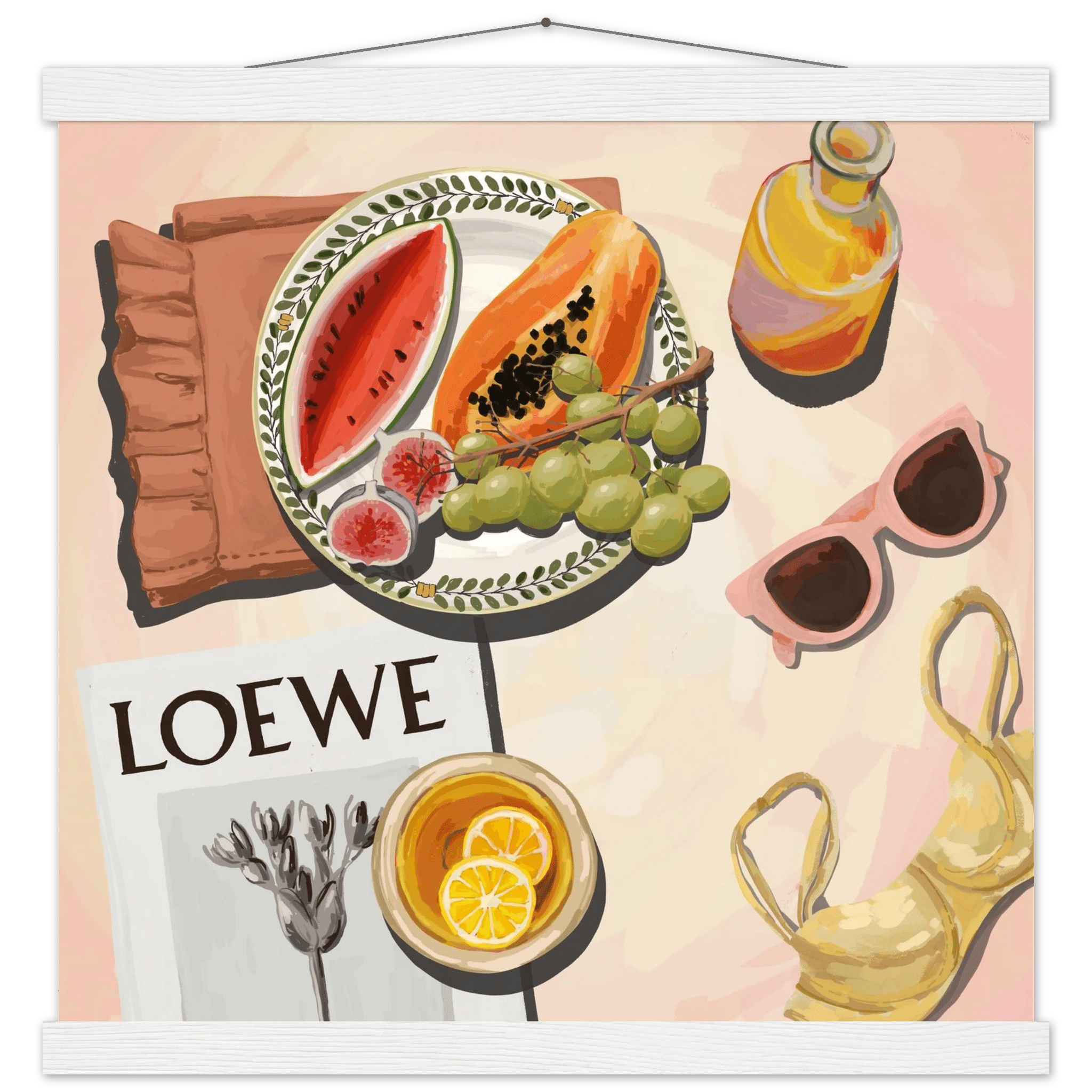 Loewe Summer Fruits Poster | Dopamine Decor Food Wall Art | Pastel Square Kitchen Print - Evergreen Posters - 32