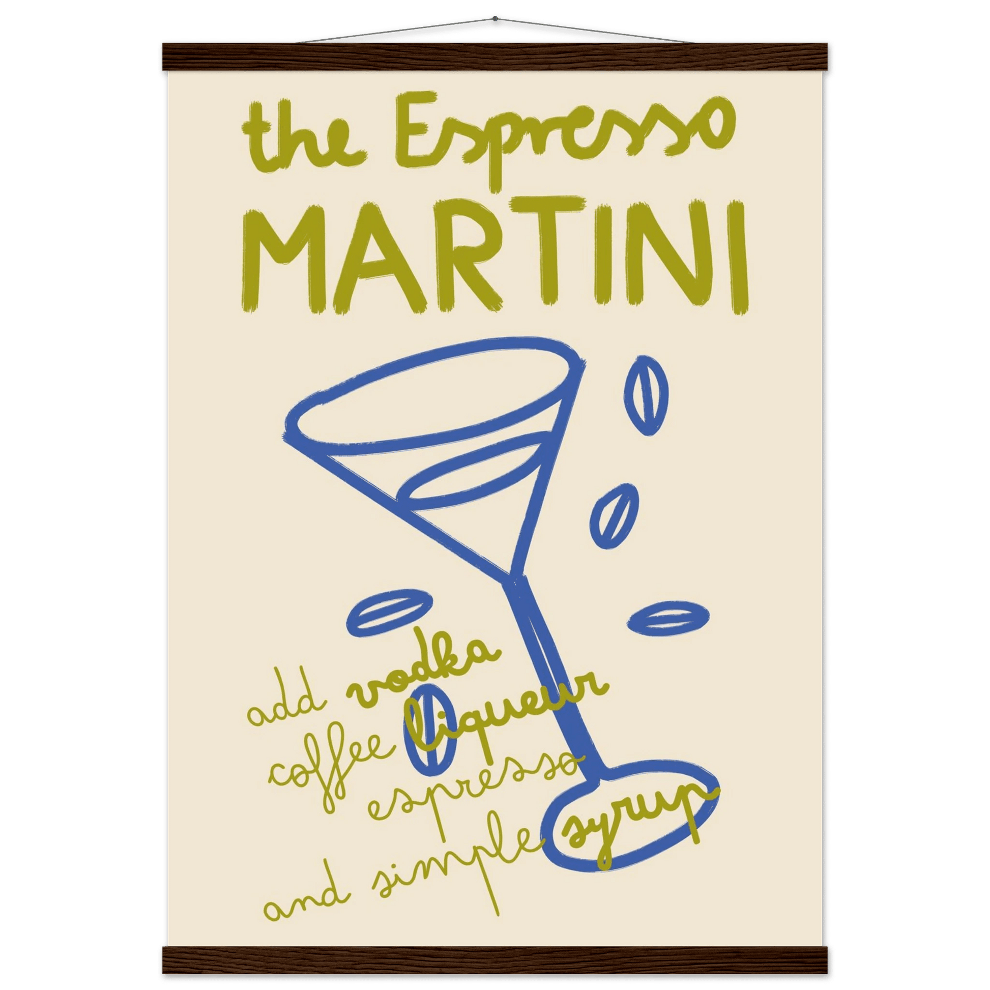 Espresso Martini Print | Cocktail Recipe Wall Art | Kitchen Bar Poster - Evergreen Posters