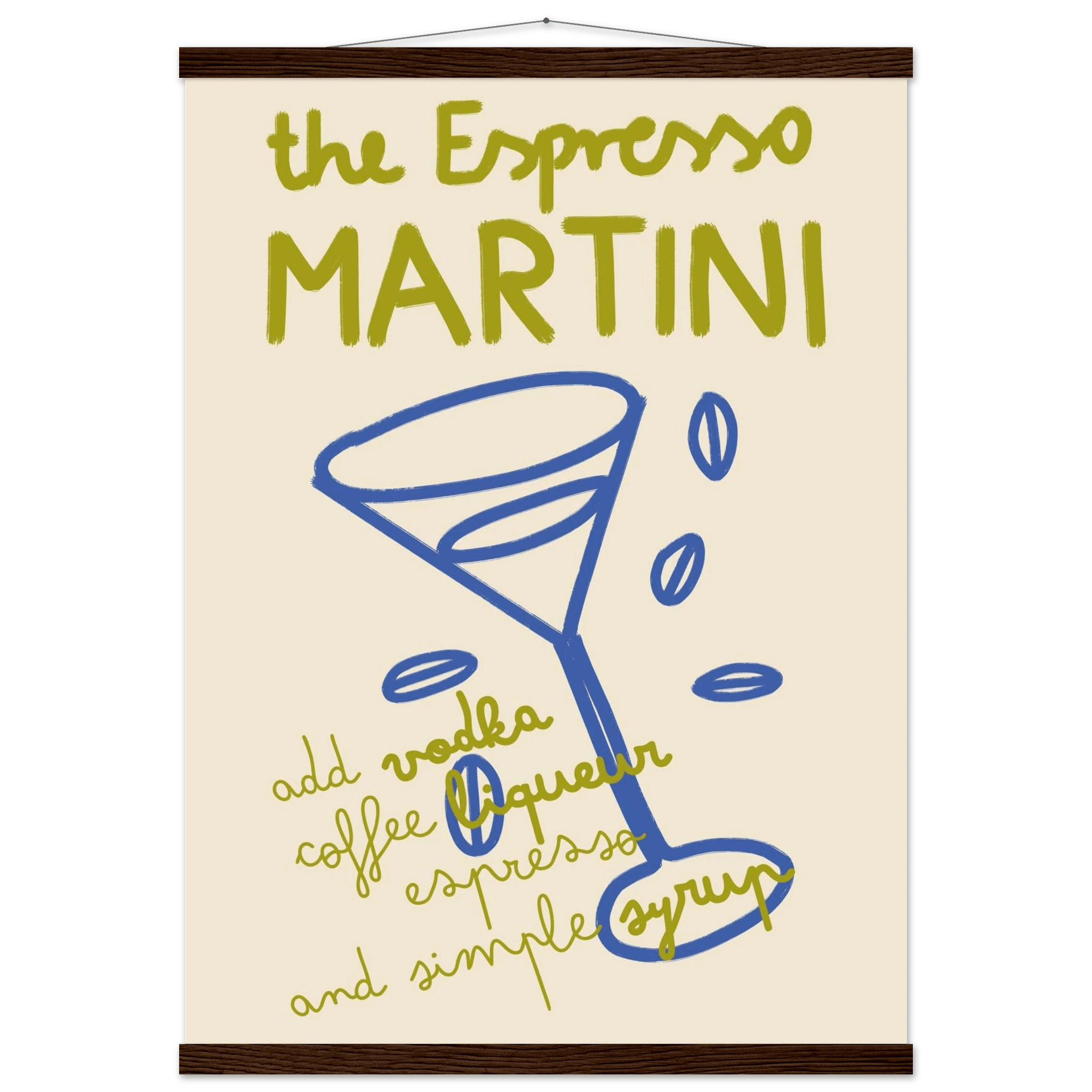 Espresso Martini Print | Cocktail Recipe Wall Art | Kitchen Bar Poster - Evergreen Posters