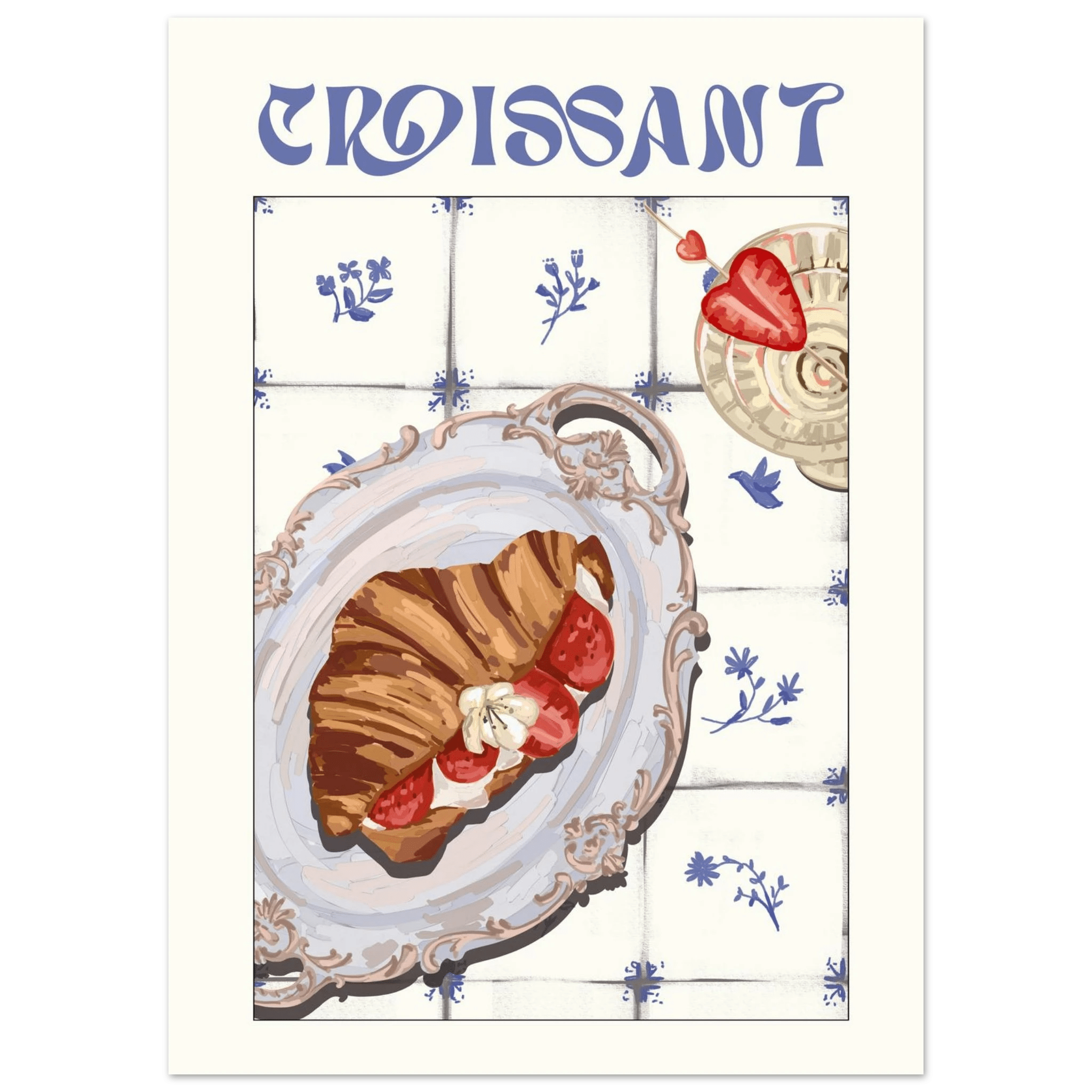 Croissant Poster – Charming French Breakfast Kitchen Wall Art Print (Digital & Printed Options) - Evergreen Posters