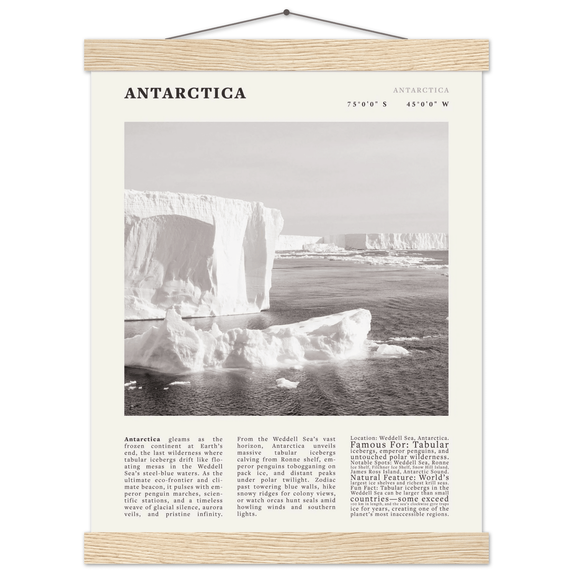 Antarctica Poster Black and White – Vintage Weddell Sea Iceberg Print (Digital & Printed Options) - Evergreen Posters