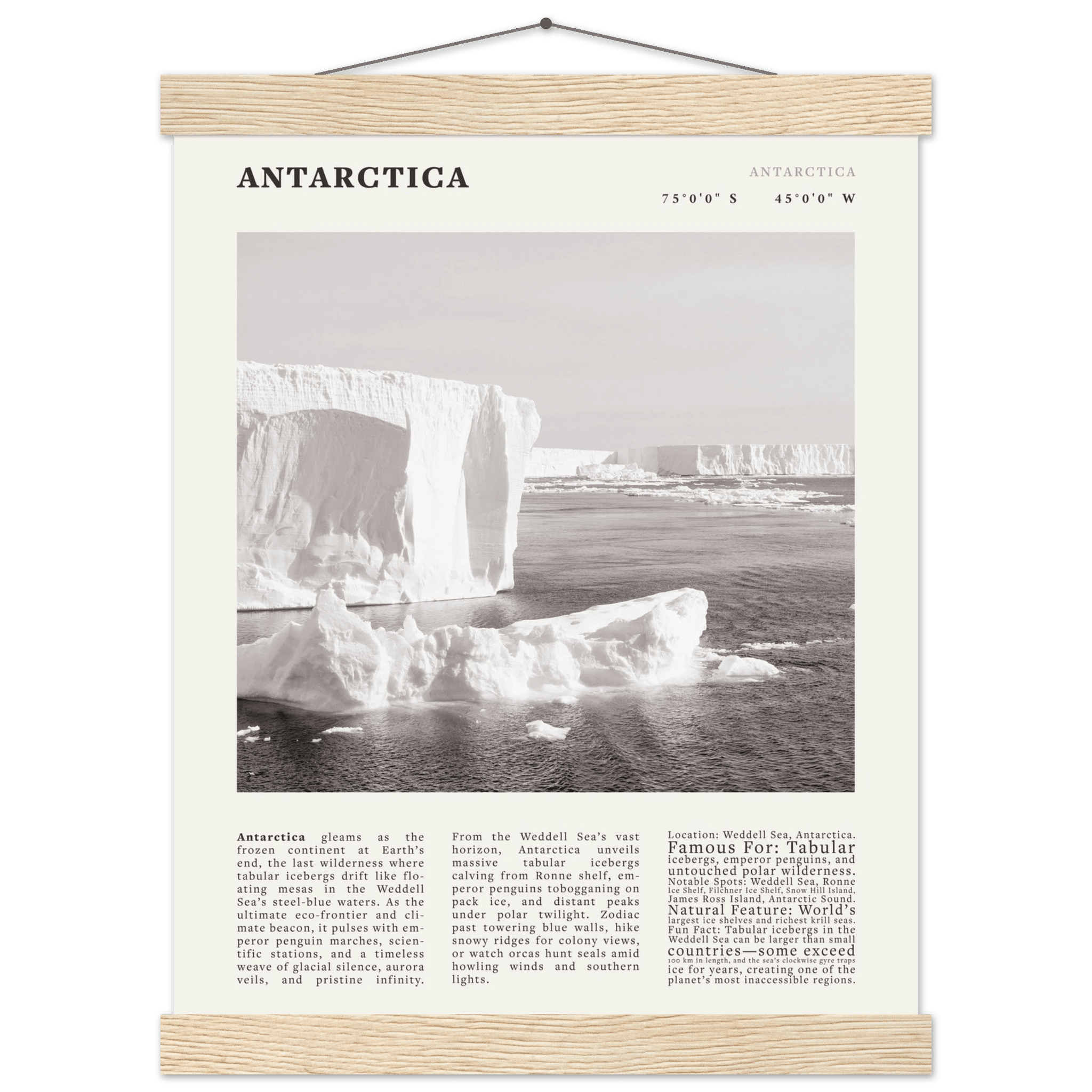Antarctica Poster Black and White – Vintage Weddell Sea Iceberg Print (Digital & Printed Options) - Evergreen Posters