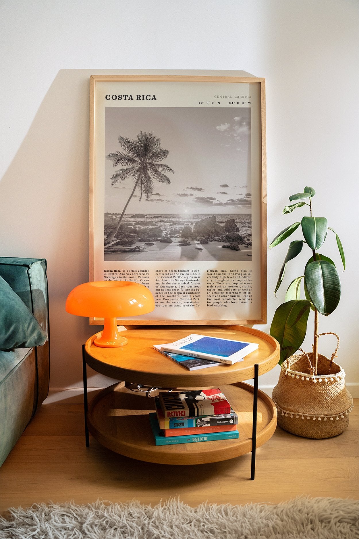 Costa Rica Poster | Black & White Palm Tree Beach Wall Art | Travel Print Decor - Evergreen Posters