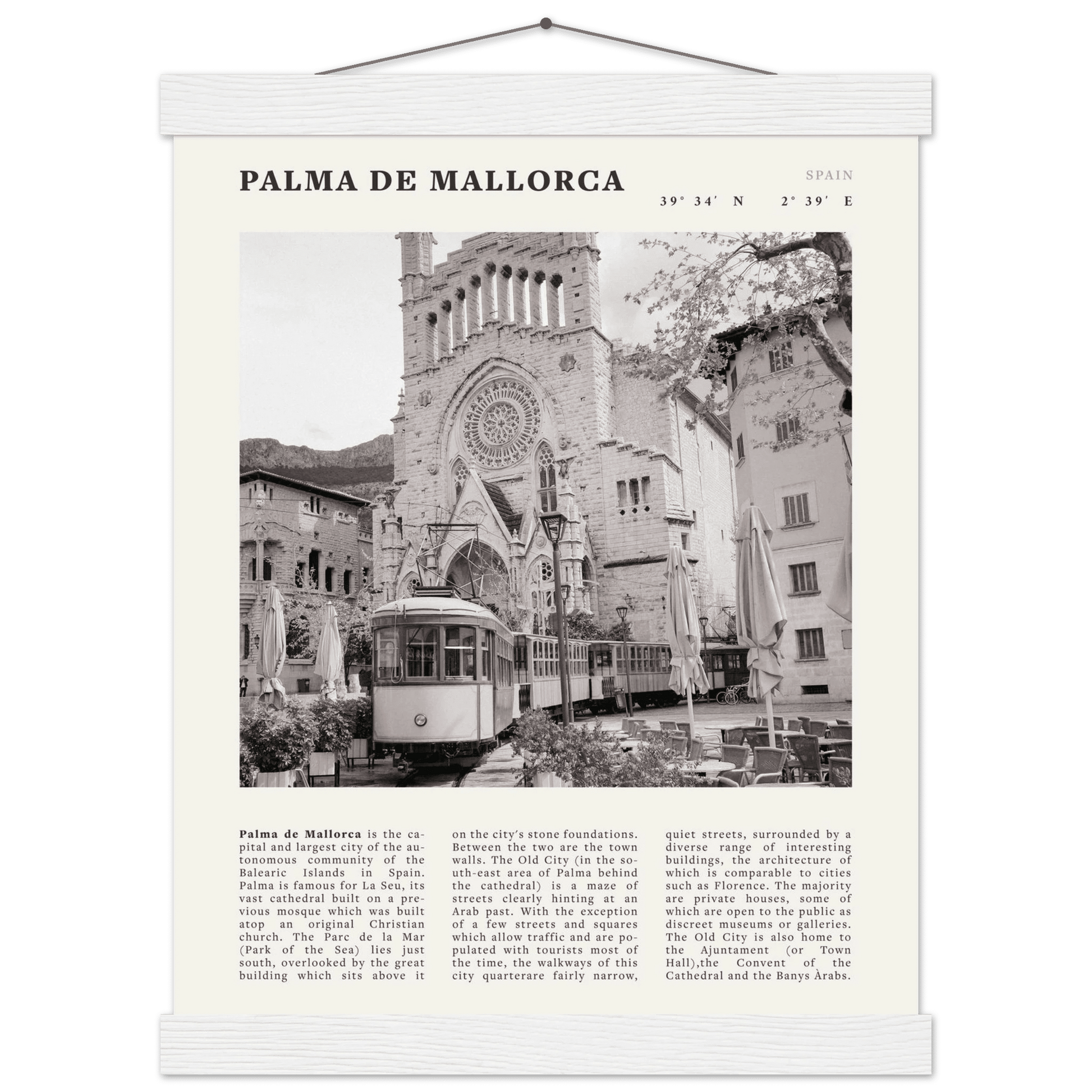 Palma de Mallorca Poster | Black & White Spain Wall Art | Travel Print | Mediterranean Decor - Evergreen Posters
