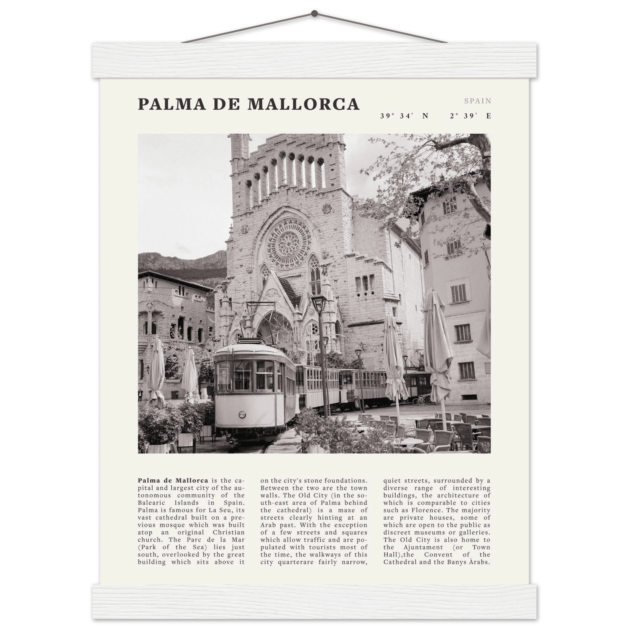 Palma de Mallorca Poster | Black & White Spain Wall Art | Travel Print | Mediterranean Decor - Evergreen Posters