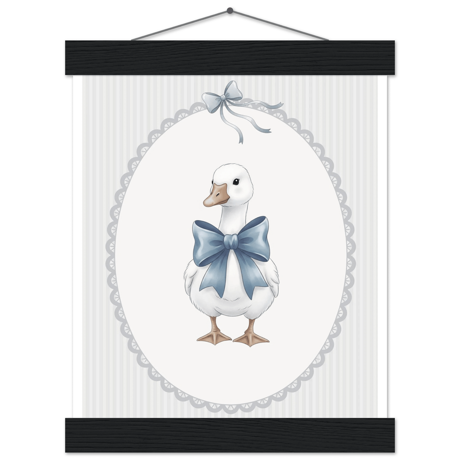 Blue Bow Duck Nursery Poster – Sweet Baby Room Wall Art Print - Evergreen Posters