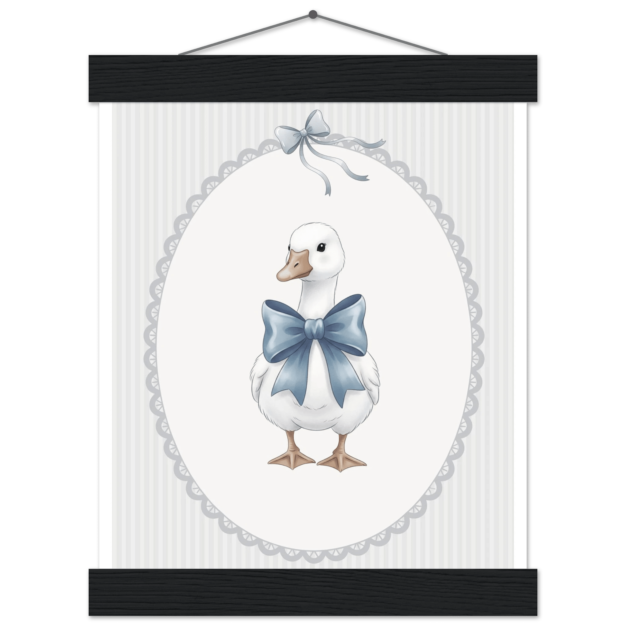 Blue Bow Duck Nursery Poster – Sweet Baby Room Wall Art Print - Evergreen Posters