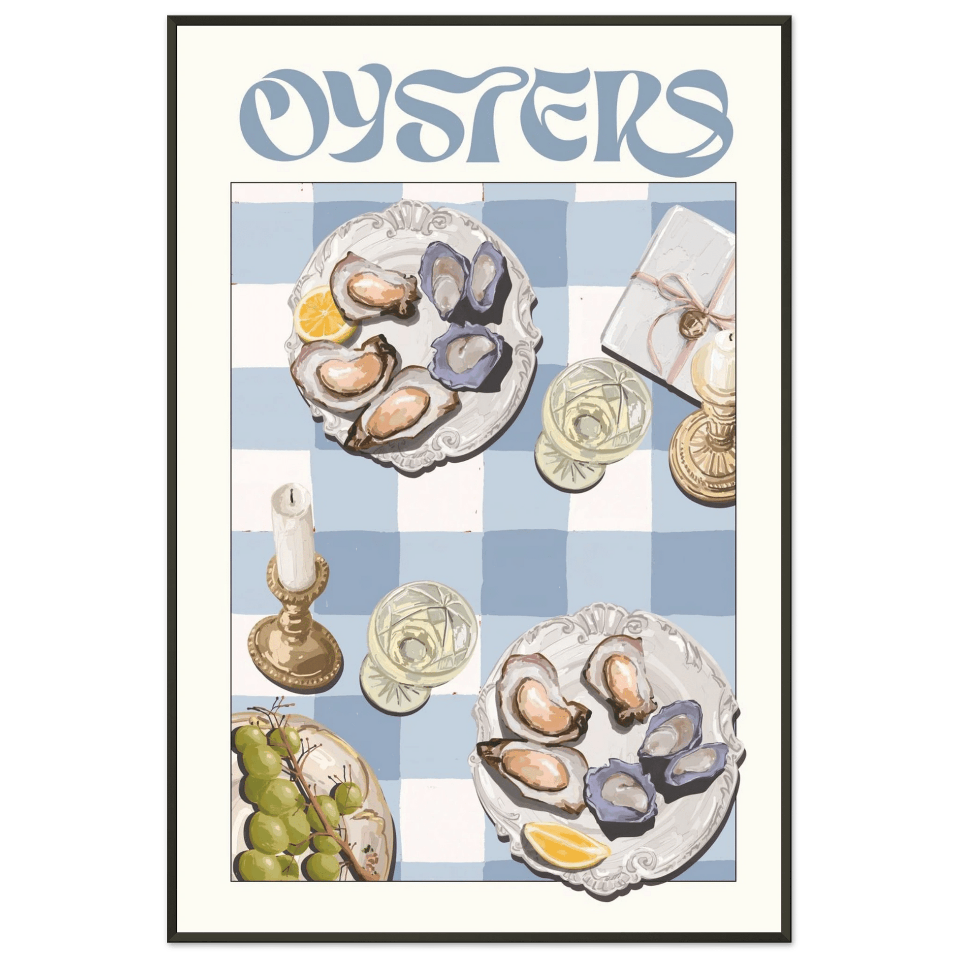 Oysters Poster – Playful Seafood Kitchen Wall Art Print (Digital & Printed Options) - Evergreen Posters