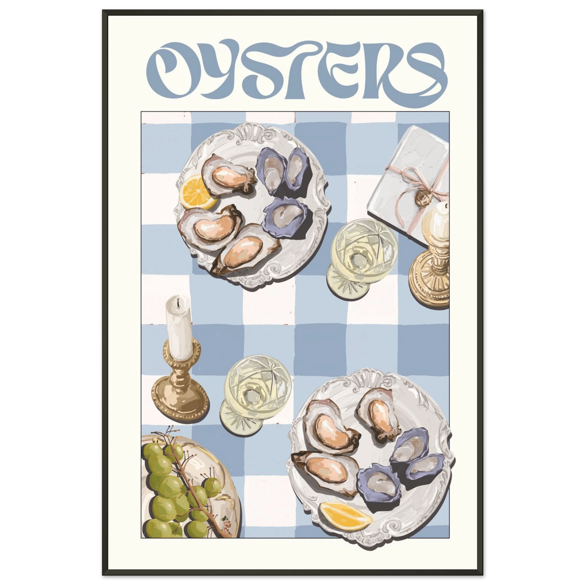 Oysters Poster – Playful Seafood Kitchen Wall Art Print (Digital & Printed Options) - Evergreen Posters