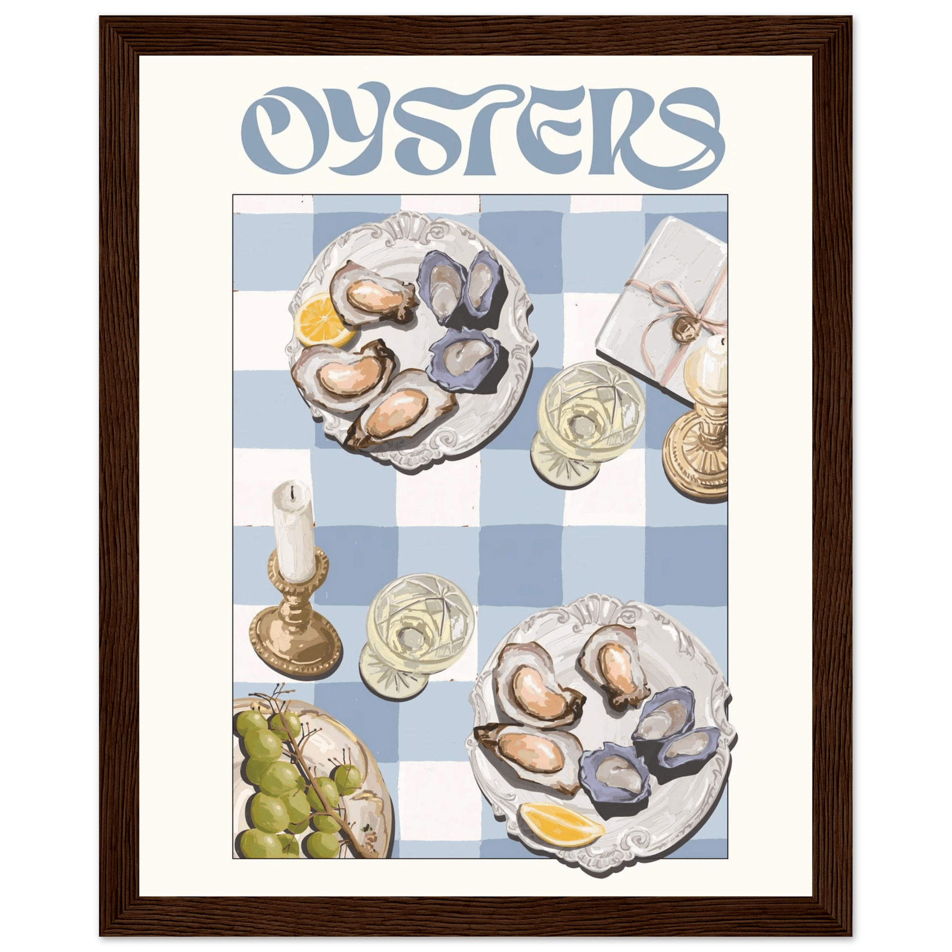 Oysters Poster – Playful Seafood Kitchen Wall Art Print (Digital & Printed Options) - Evergreen Posters