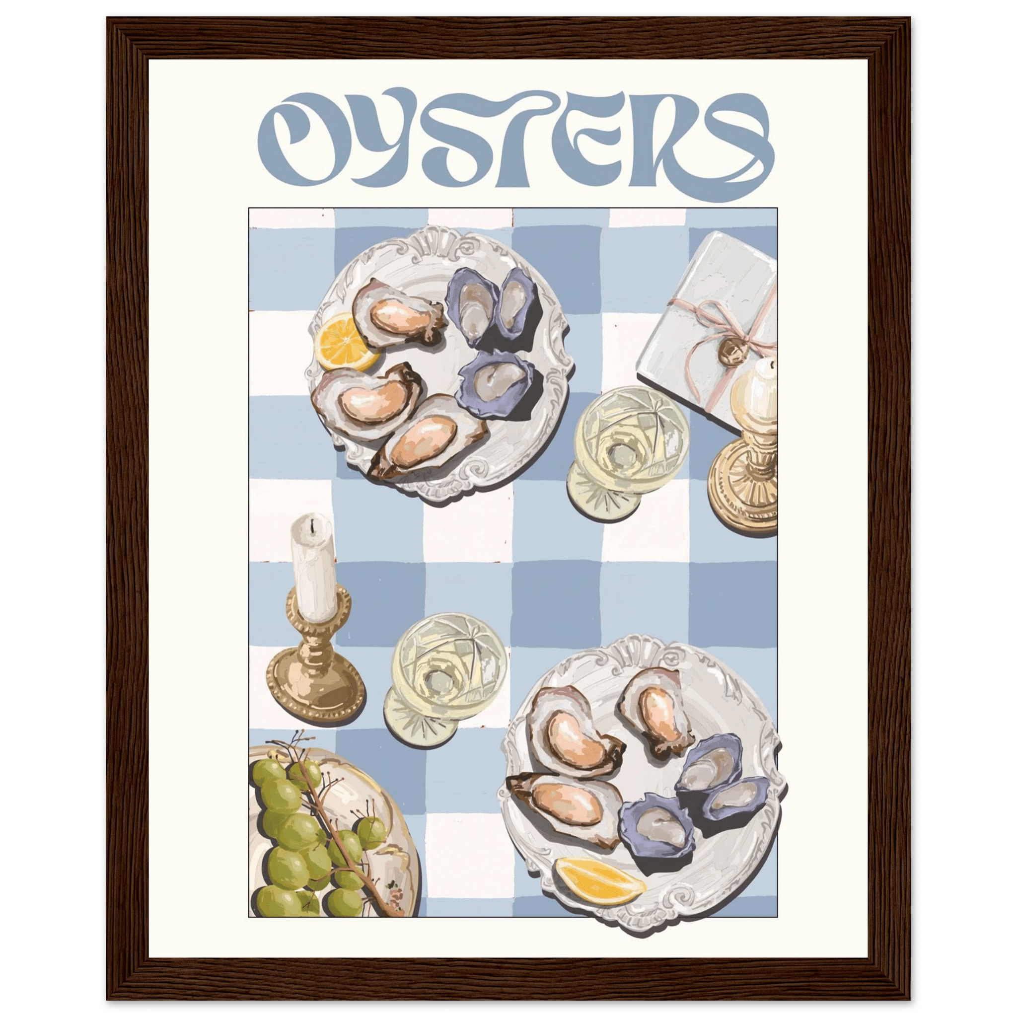 Oysters Poster – Playful Seafood Kitchen Wall Art Print (Digital & Printed Options) - Evergreen Posters