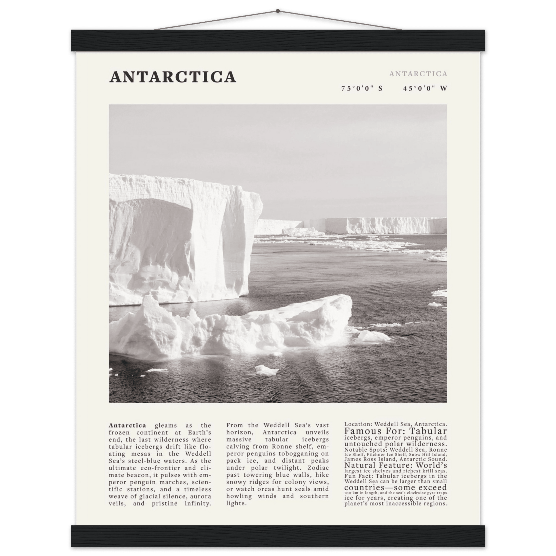 Antarctica Poster Black and White – Vintage Weddell Sea Iceberg Print (Digital & Printed Options) - Evergreen Posters