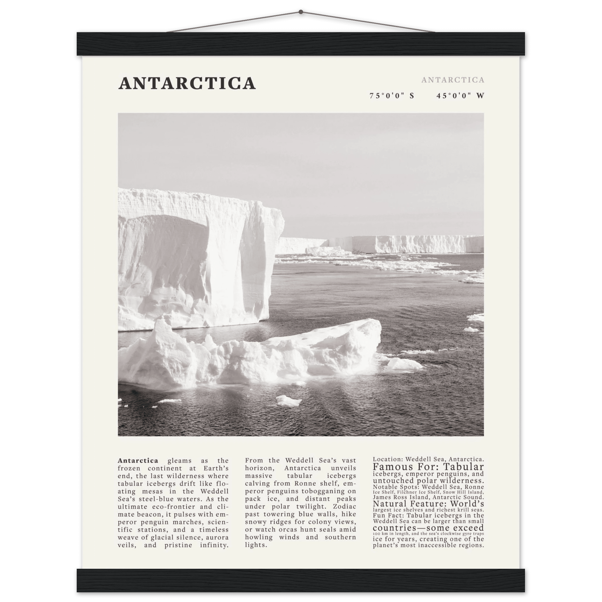 Antarctica Poster Black and White – Vintage Weddell Sea Iceberg Print (Digital & Printed Options) - Evergreen Posters