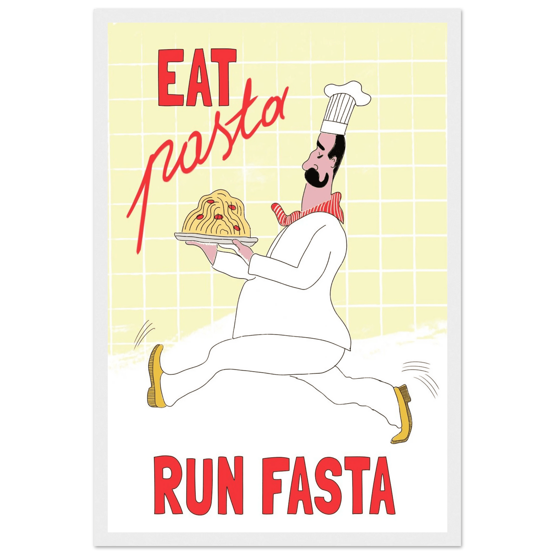 Eat Pasta Run Fasta Poster – Playful Kitchen Wall Art Print (Digital & Printed Options) - Evergreen Posters