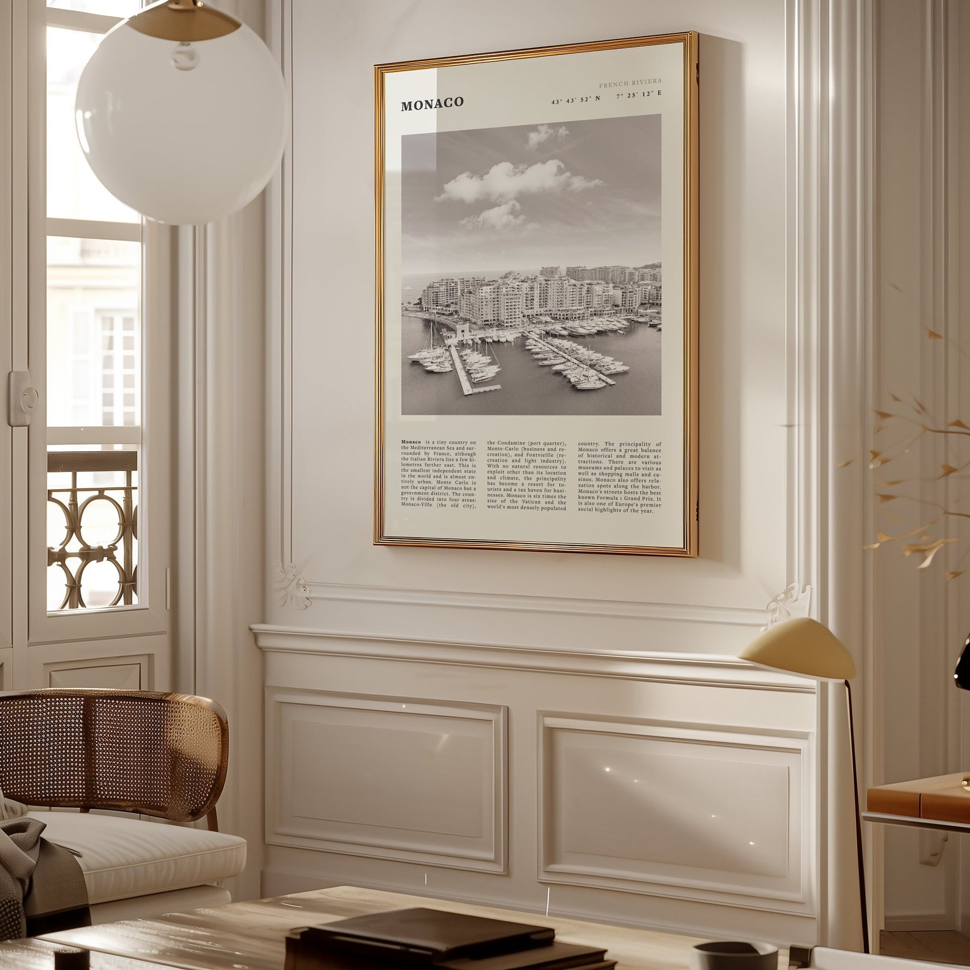 Monaco Poster Black and White – Vintage Monte Carlo Harbor Print (Digital & Printed Options) - Evergreen Posters