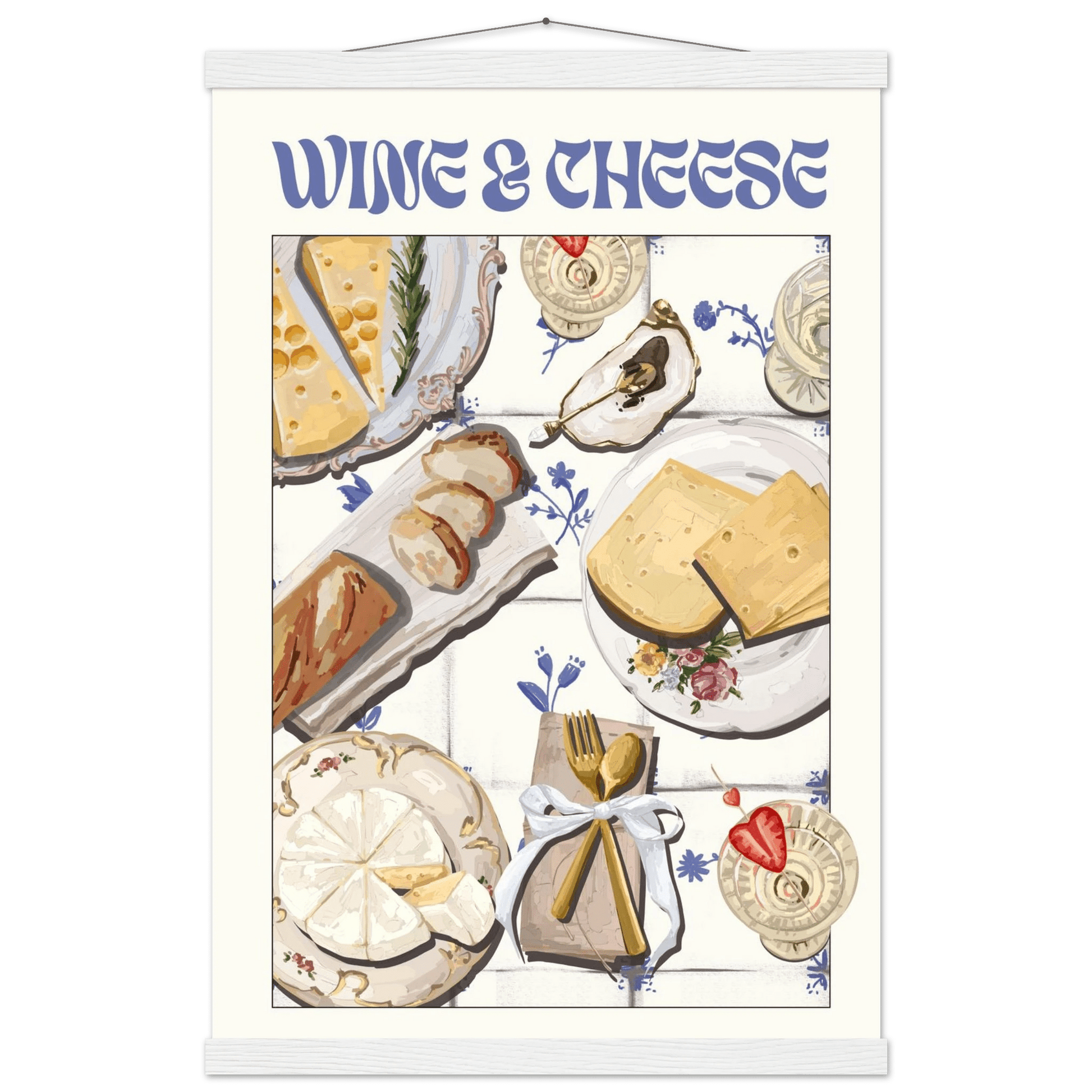 Wine & Cheese Poster – Elegant Kitchen & Dining Wall Art Print (Digital & Printed Options) - Evergreen Posters