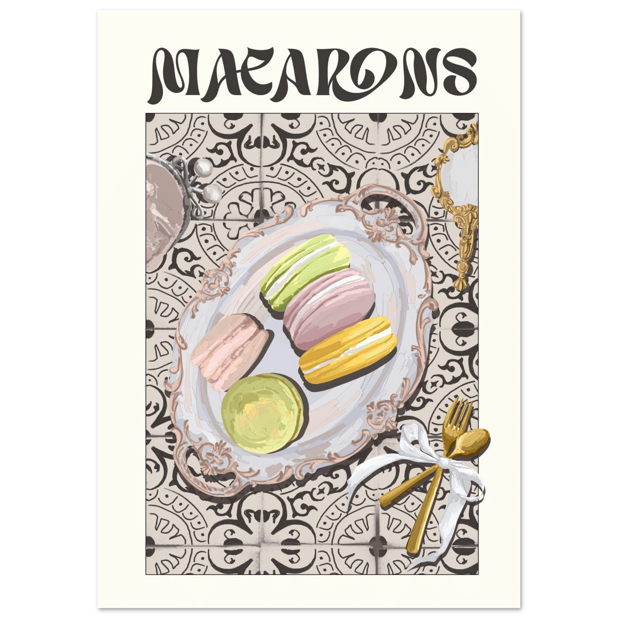 Macarons Poster – Playful French Patisserie Kitchen Wall Art Print (Digital & Printed Options) - Evergreen Posters