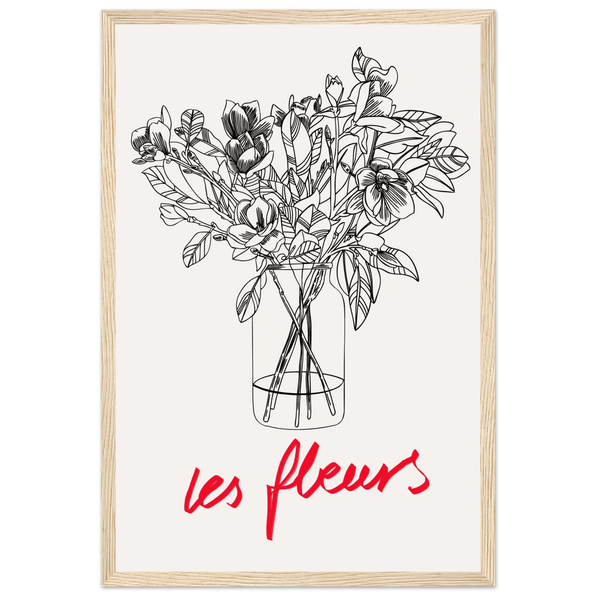 Les Fleurs Botanical Poster | French Flower Line Art Print | Minimalist Floral Wall Decor - Evergreen Posters