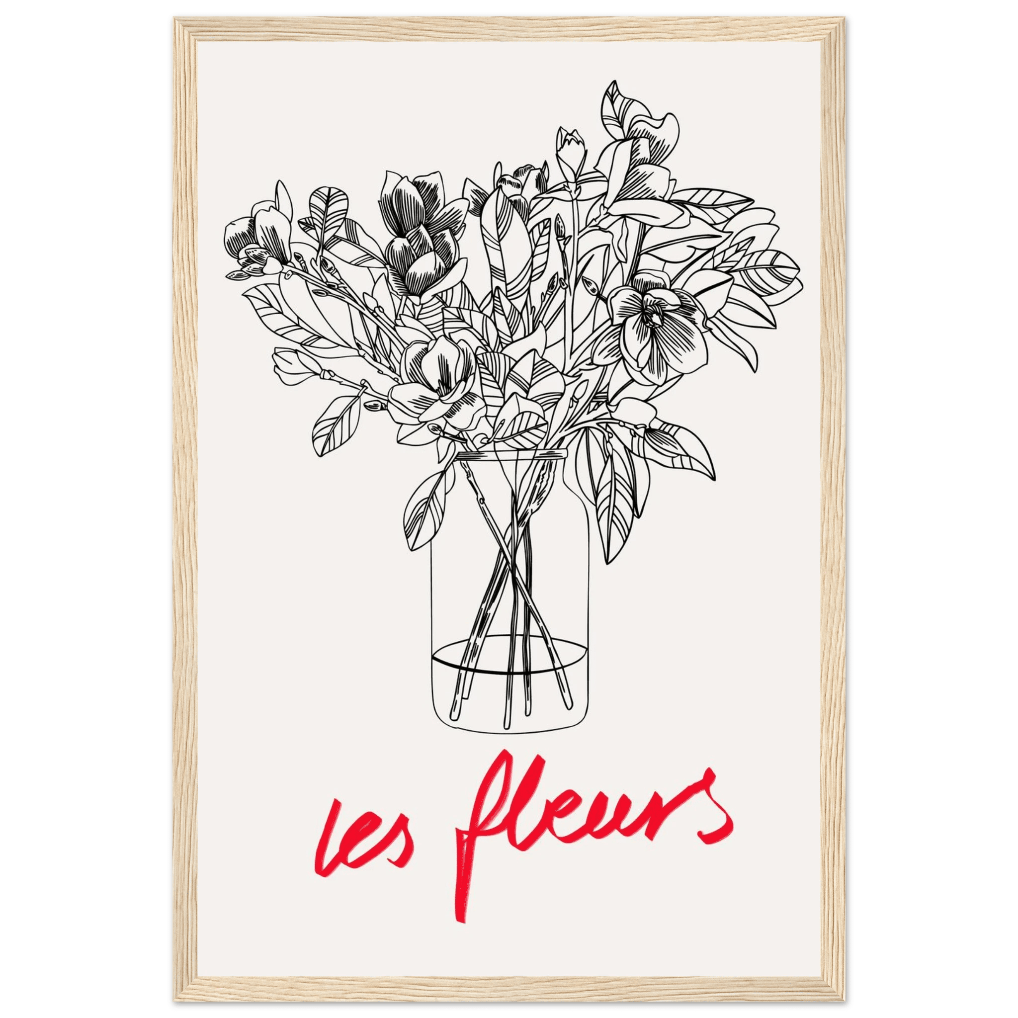 Les Fleurs Botanical Poster | French Flower Line Art Print | Minimalist Floral Wall Decor - Evergreen Posters