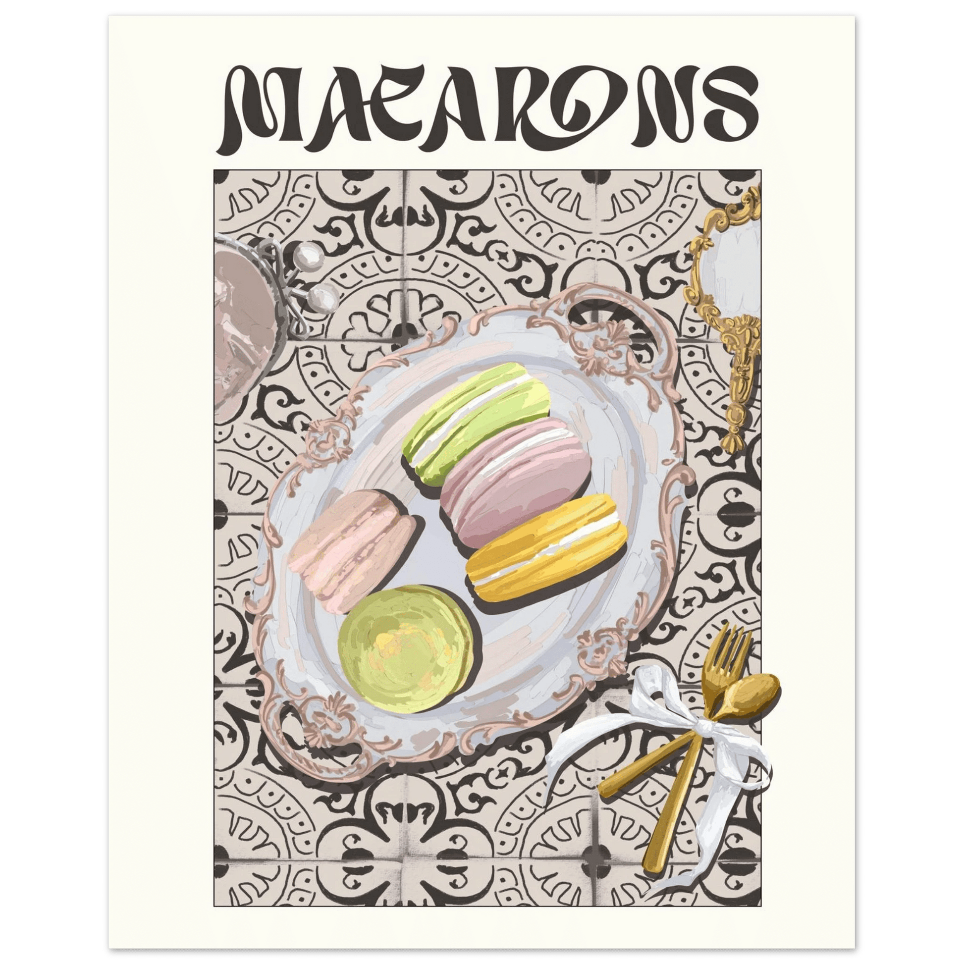 Macarons Poster – Playful French Patisserie Kitchen Wall Art Print (Digital & Printed Options) - Evergreen Posters