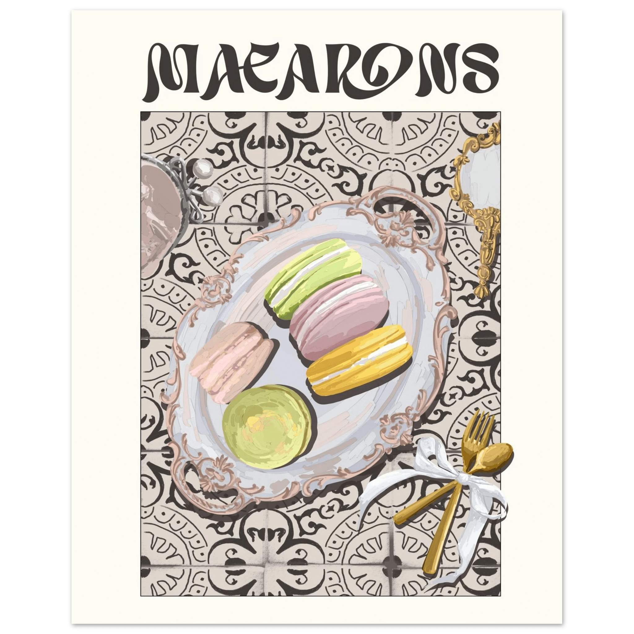 Macarons Poster – Playful French Patisserie Kitchen Wall Art Print (Digital & Printed Options) - Evergreen Posters