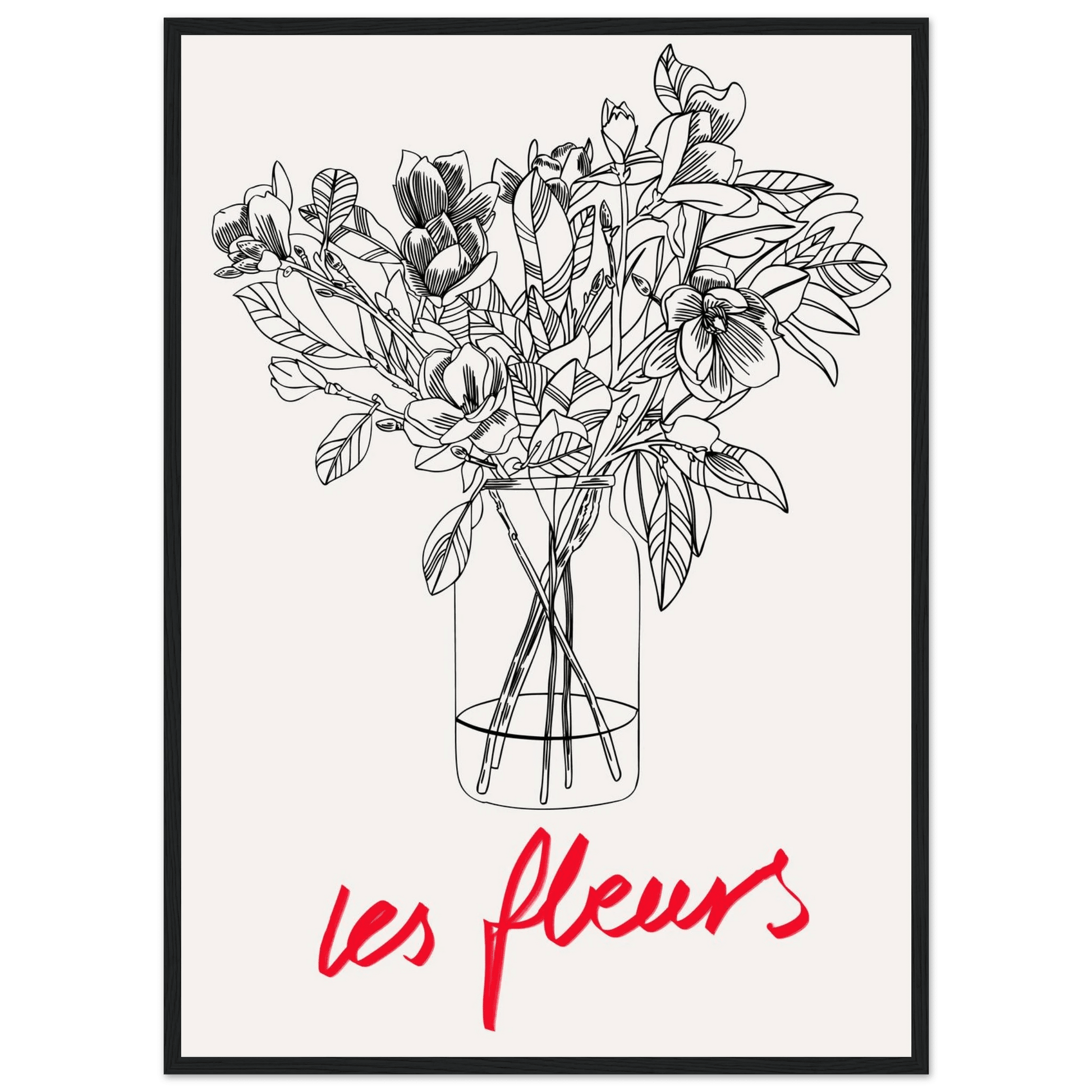 Les Fleurs Botanical Poster | French Flower Line Art Print | Minimalist Floral Wall Decor - Evergreen Posters