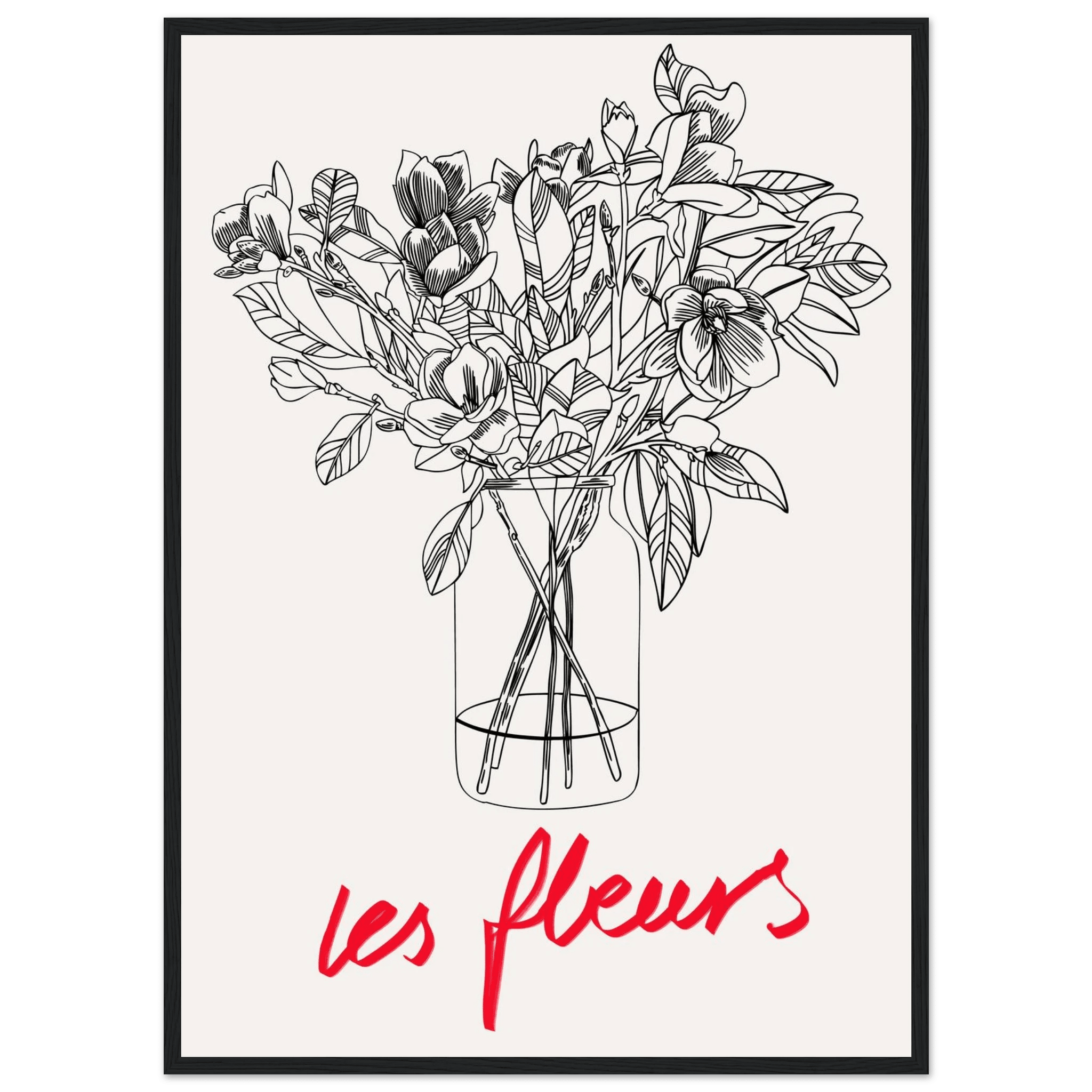 Les Fleurs Botanical Poster | French Flower Line Art Print | Minimalist Floral Wall Decor - Evergreen Posters