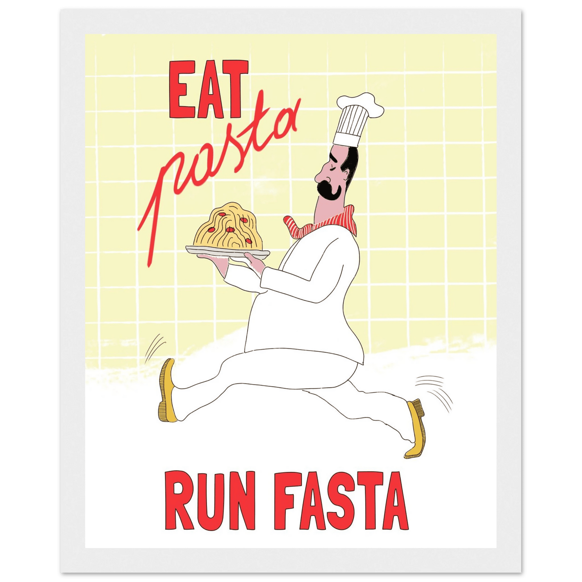 Eat Pasta Run Fasta Poster – Playful Kitchen Wall Art Print (Digital & Printed Options) - Evergreen Posters