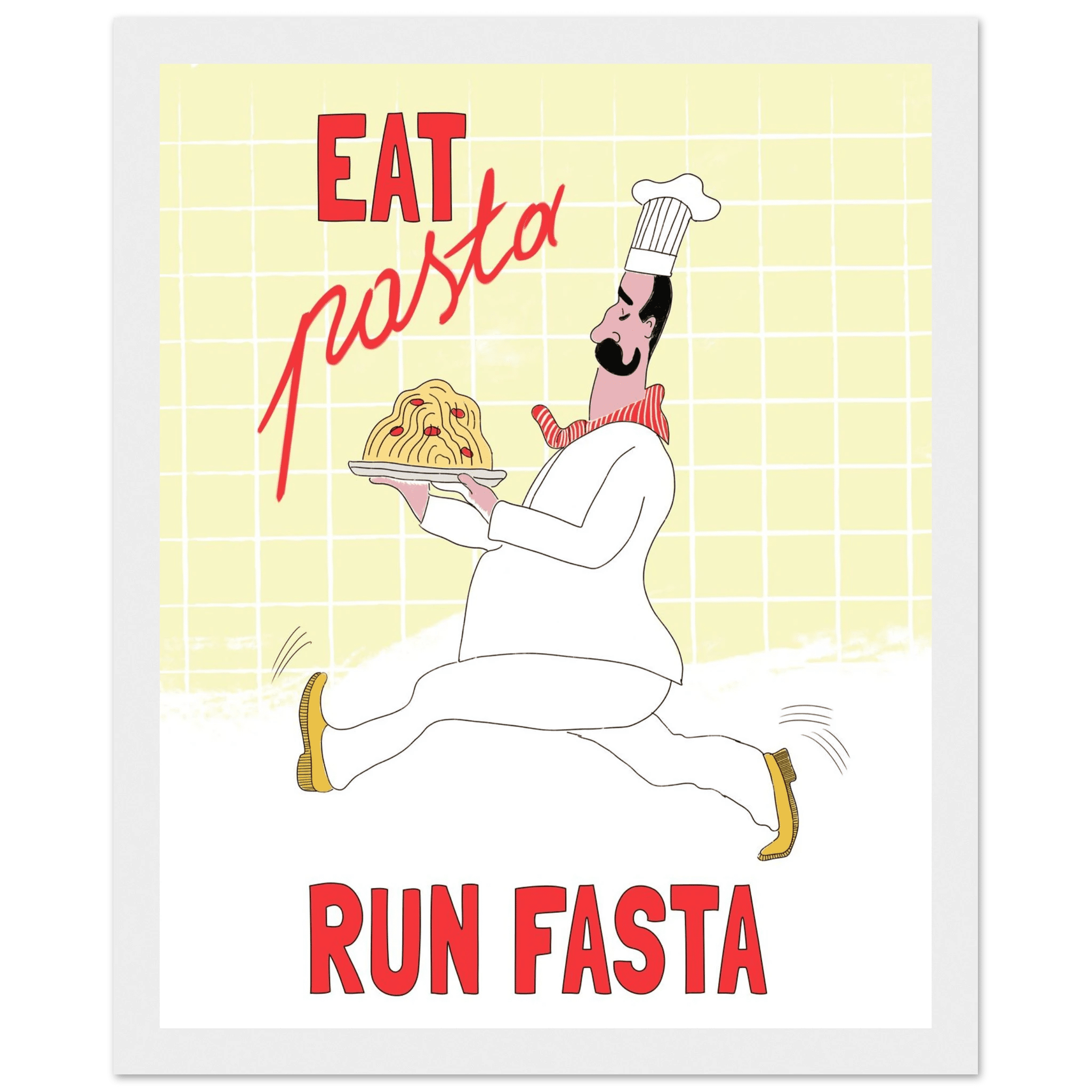 Eat Pasta Run Fasta Poster – Playful Kitchen Wall Art Print (Digital & Printed Options) - Evergreen Posters
