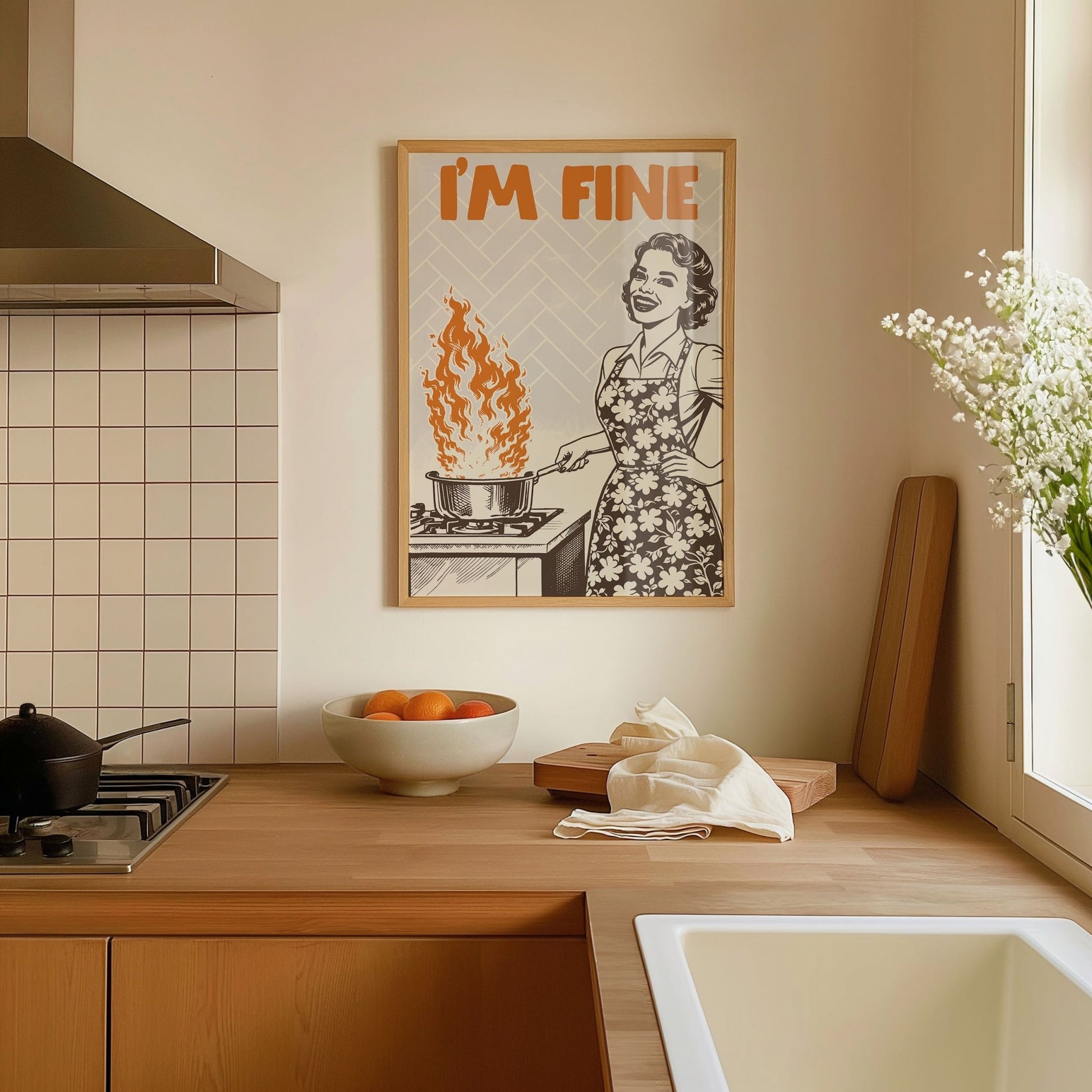I'm Fine Poster – Funny Retro Kitchen Wall Art Print (Digital & Printed Options) - Evergreen Posters