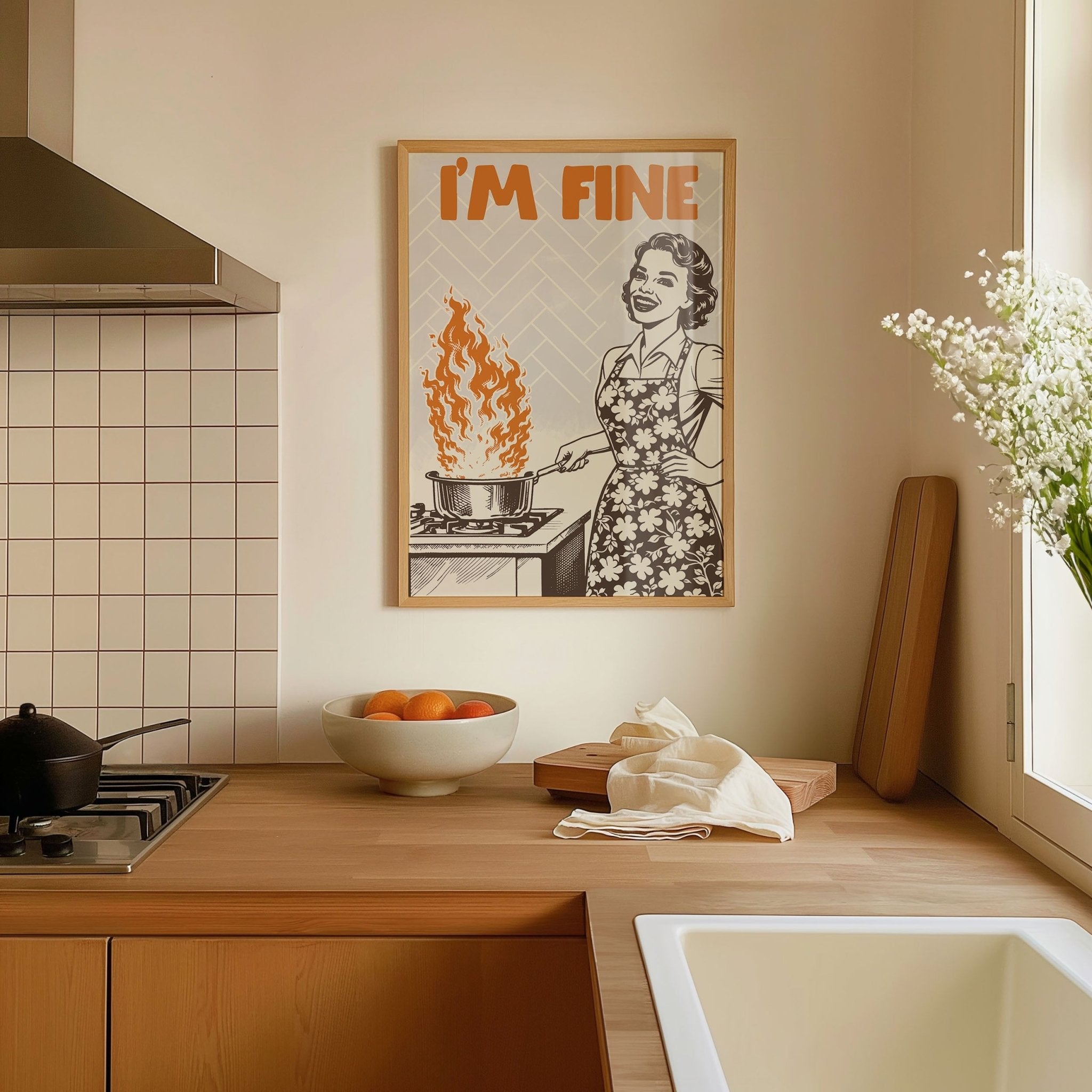I'm Fine Poster – Funny Retro Kitchen Wall Art Print (Digital & Printed Options) - Evergreen Posters