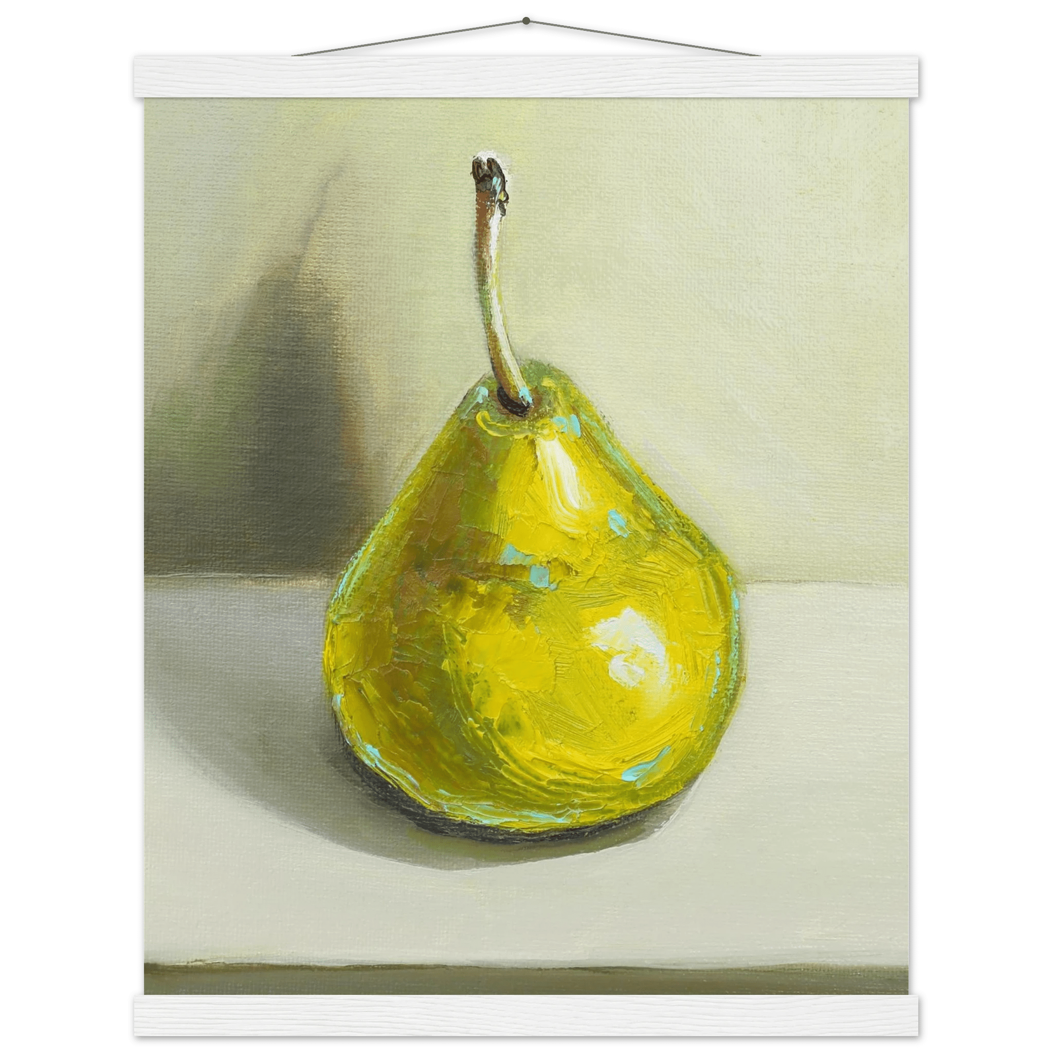 Pear Print | Green Pear Oil Painting Wall Art | Kitchen Poster - Evergreen Posters