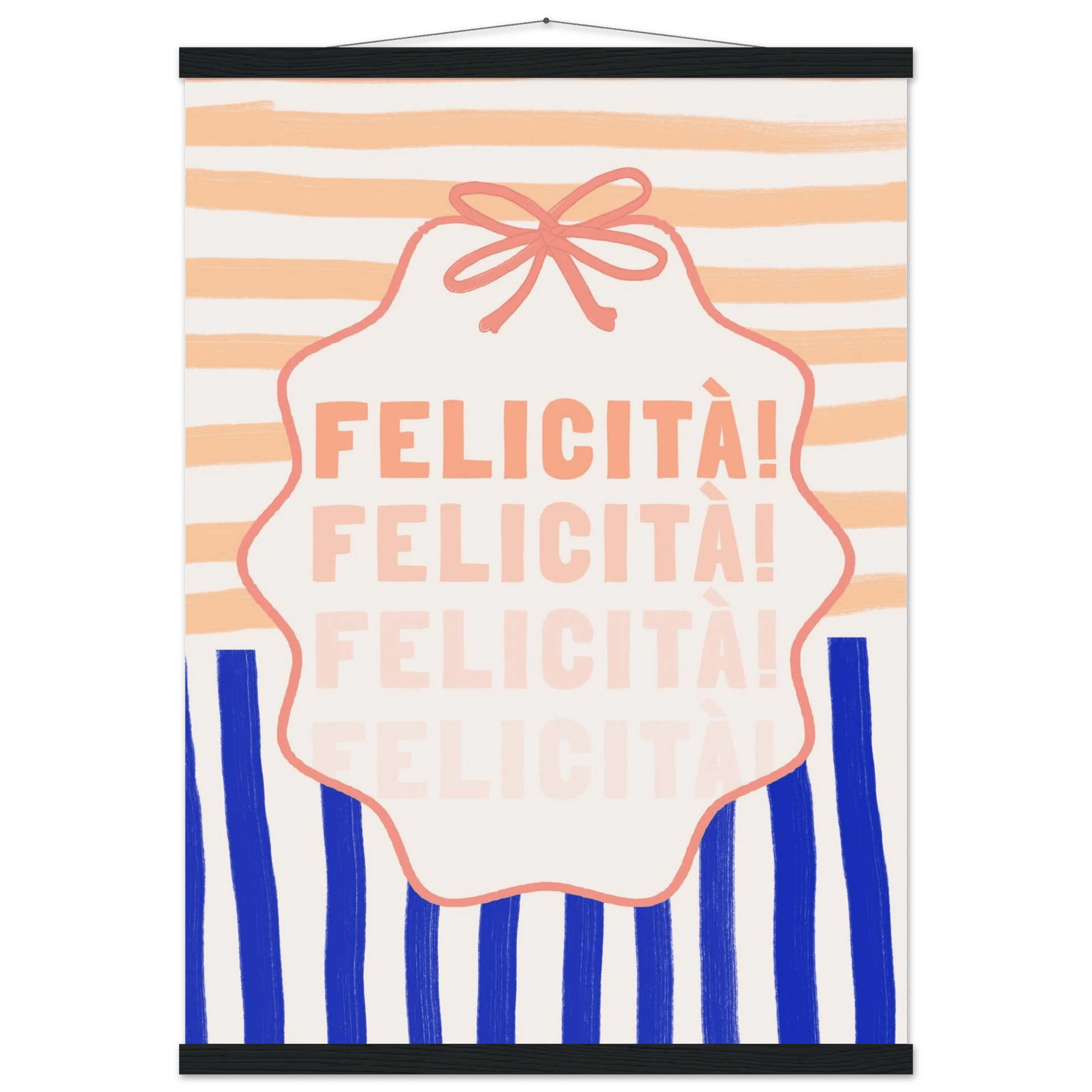 Felicità Italian Happiness Quote Print | Coquette Stripe Wall Art - Evergreen Posters