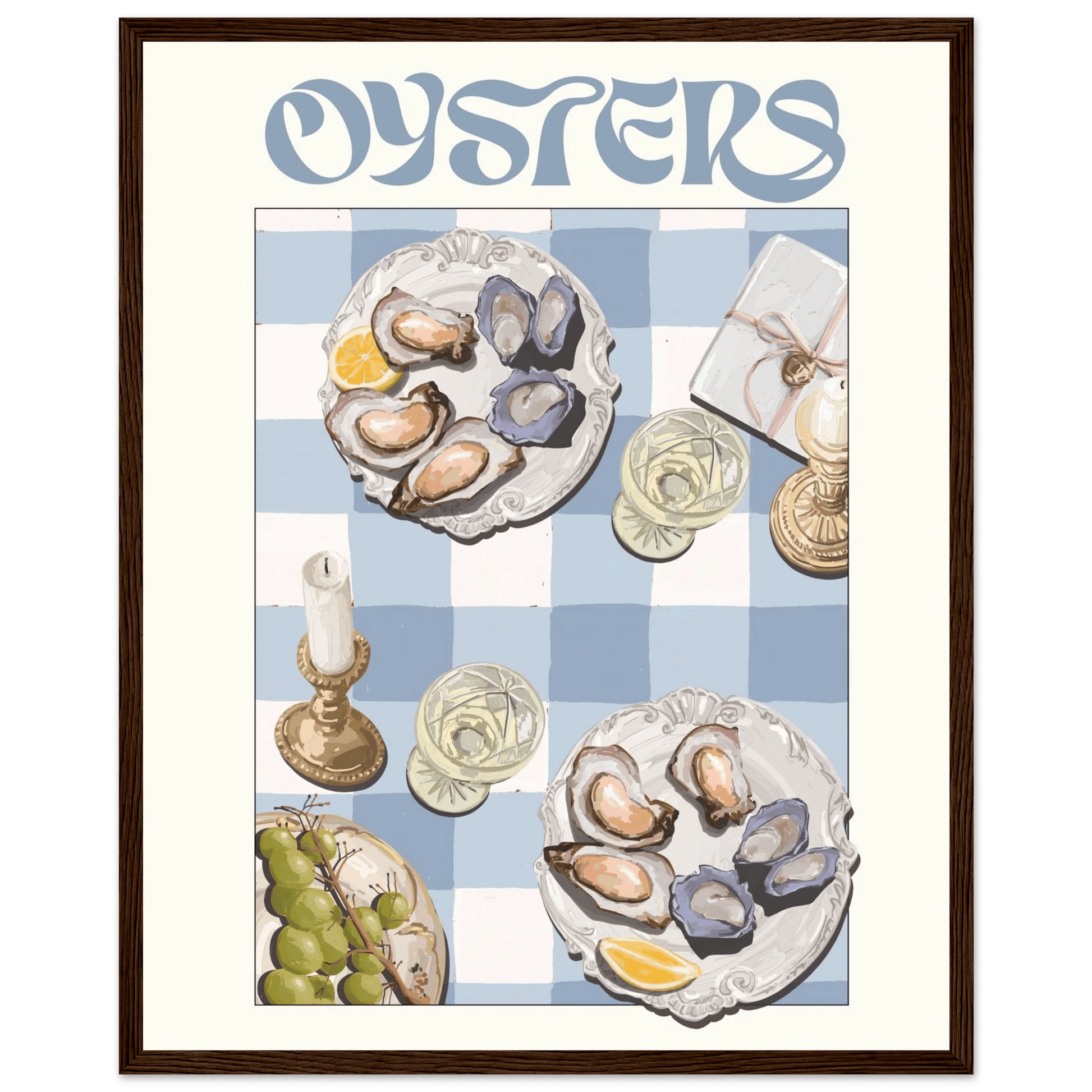 Oysters Poster – Playful Seafood Kitchen Wall Art Print (Digital & Printed Options) - Evergreen Posters