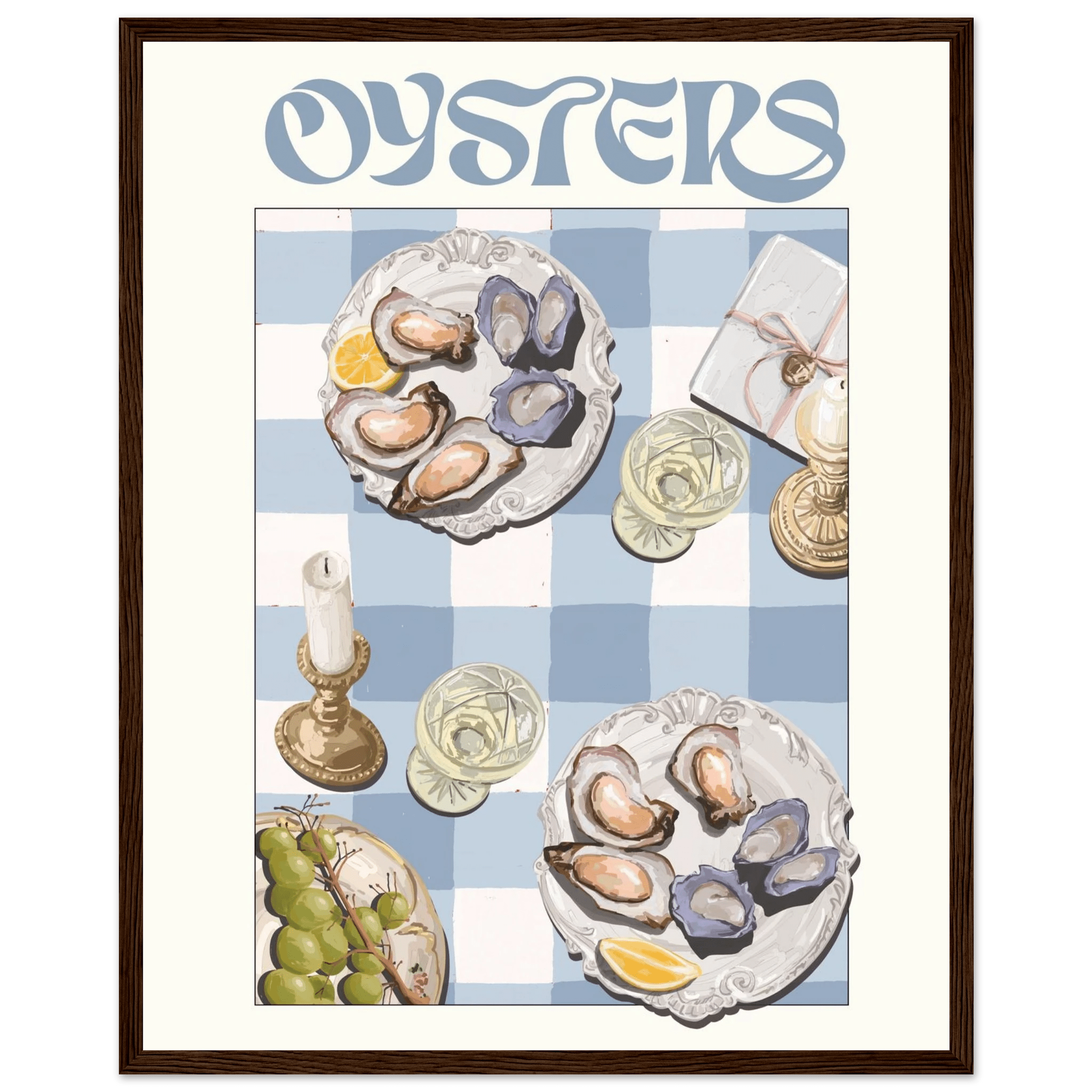 Oysters Poster – Playful Seafood Kitchen Wall Art Print (Digital & Printed Options) - Evergreen Posters