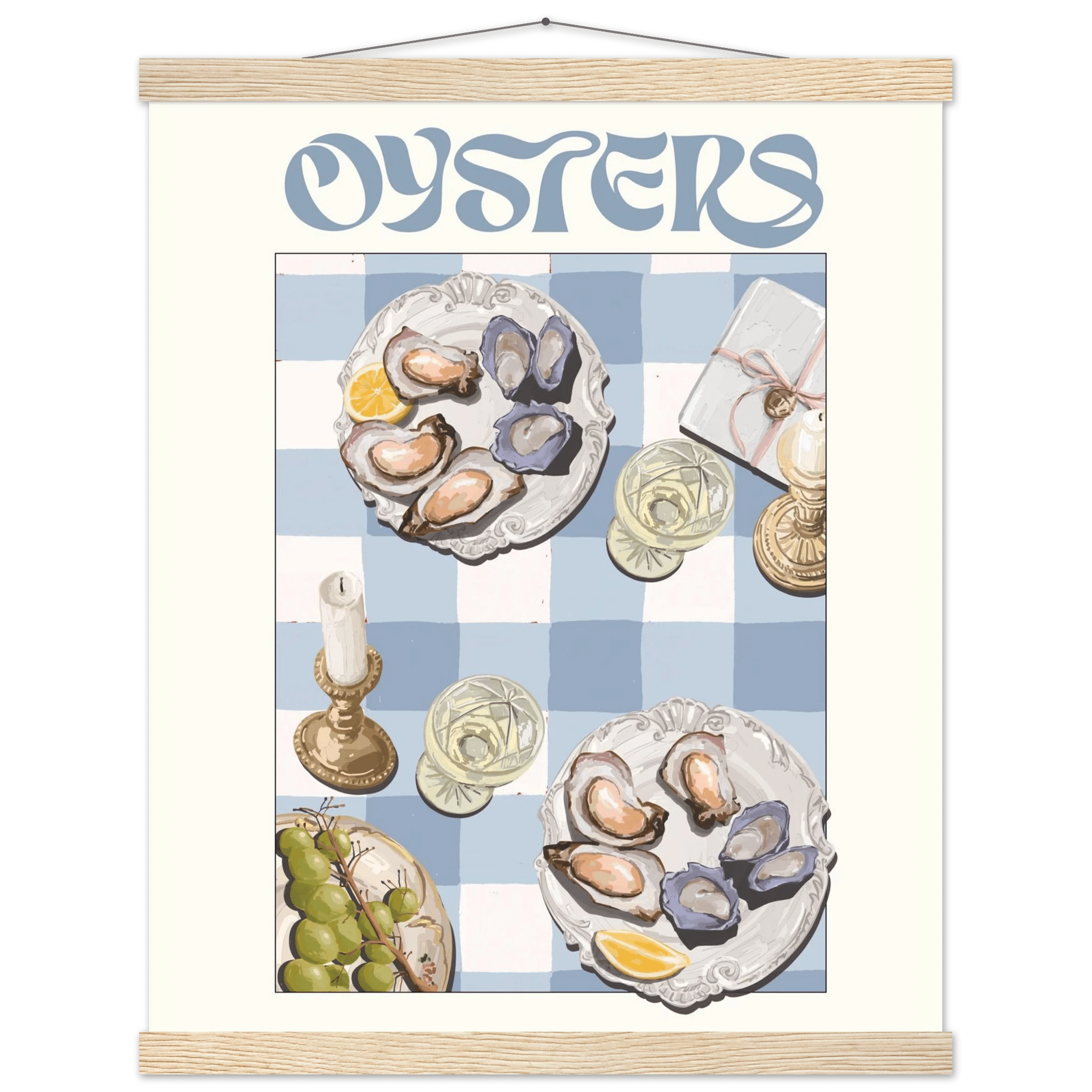 Oysters Poster – Playful Seafood Kitchen Wall Art Print (Digital & Printed Options) - Evergreen Posters