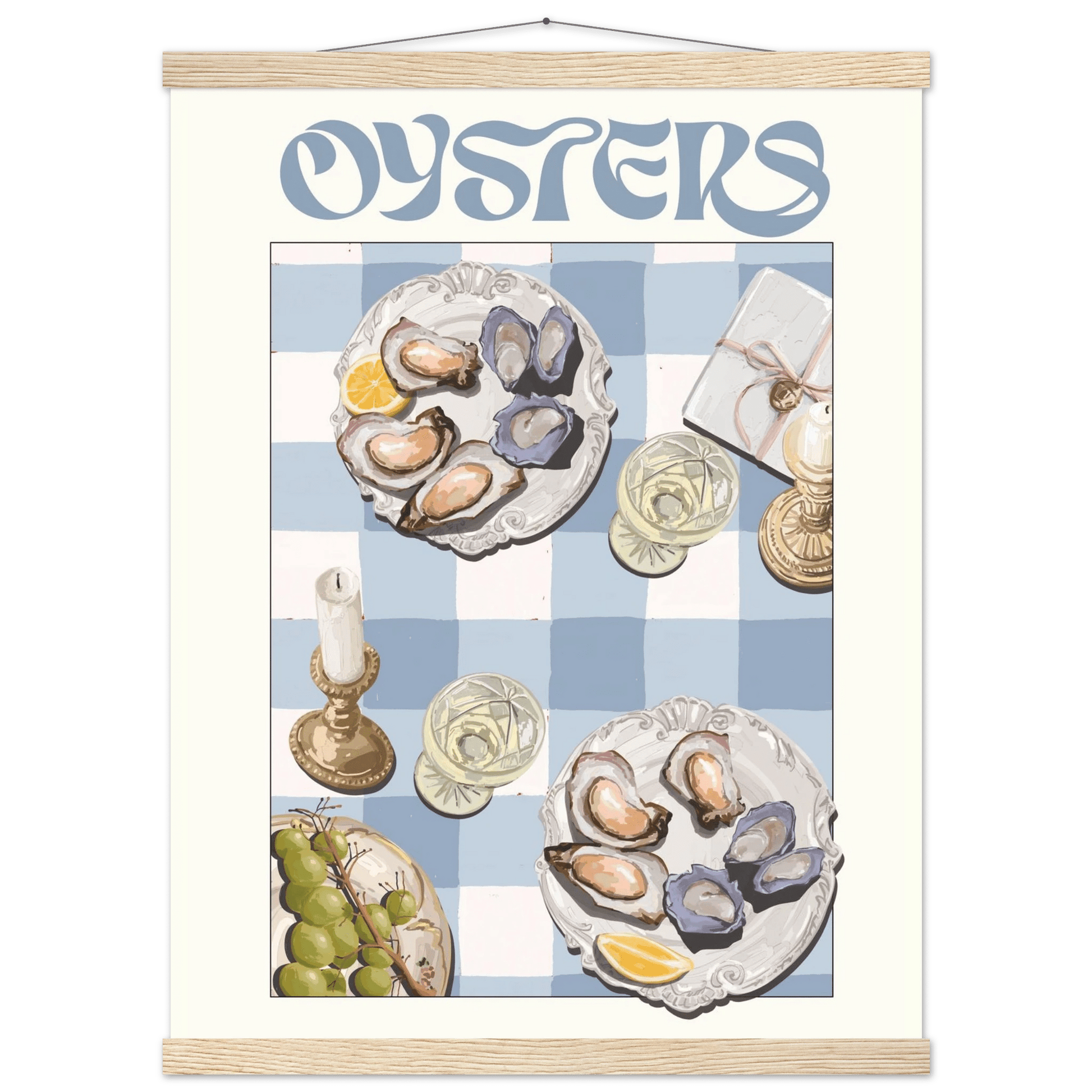 Oysters Poster – Playful Seafood Kitchen Wall Art Print (Digital & Printed Options) - Evergreen Posters