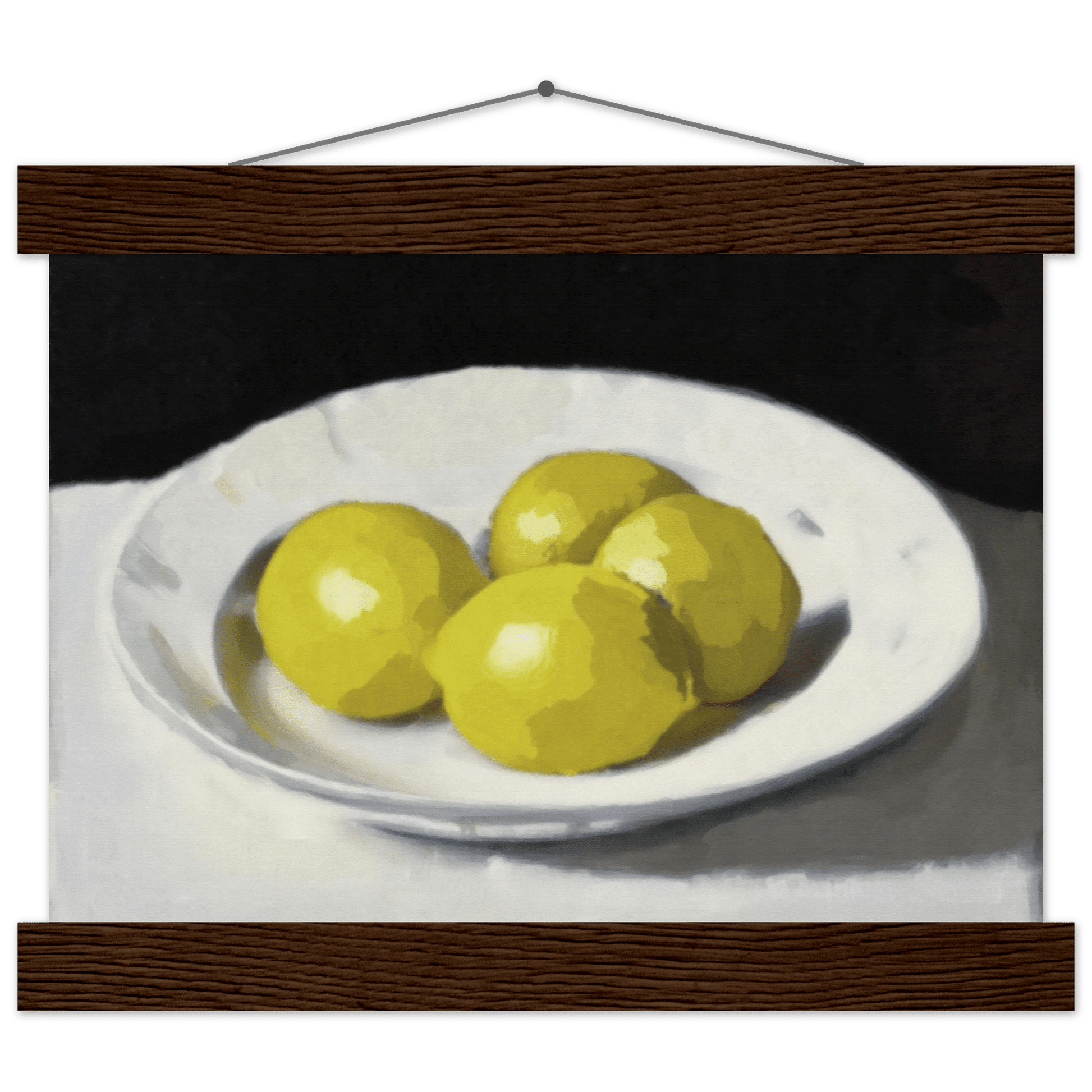 Lemons Print | Three Lemons Oil Painting Wall Art | Kitchen Still Life Poster - Evergreen Posters