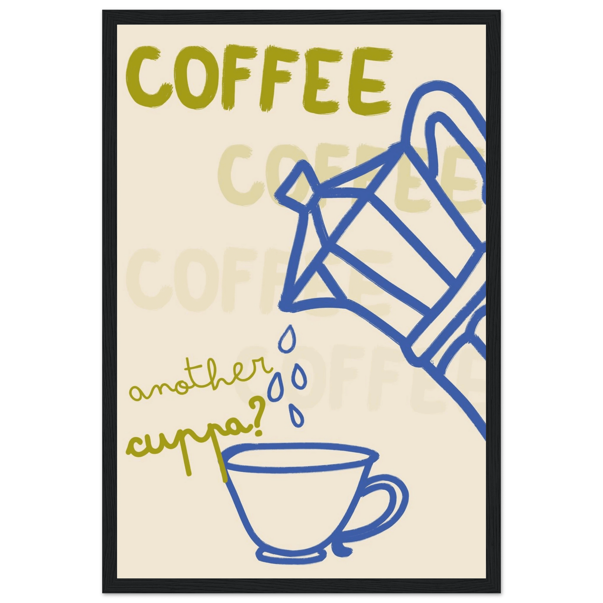 Coffee Print | Another Cuppa Moka Pot Wall Art | Kitchen Coffee Poster - Evergreen Posters