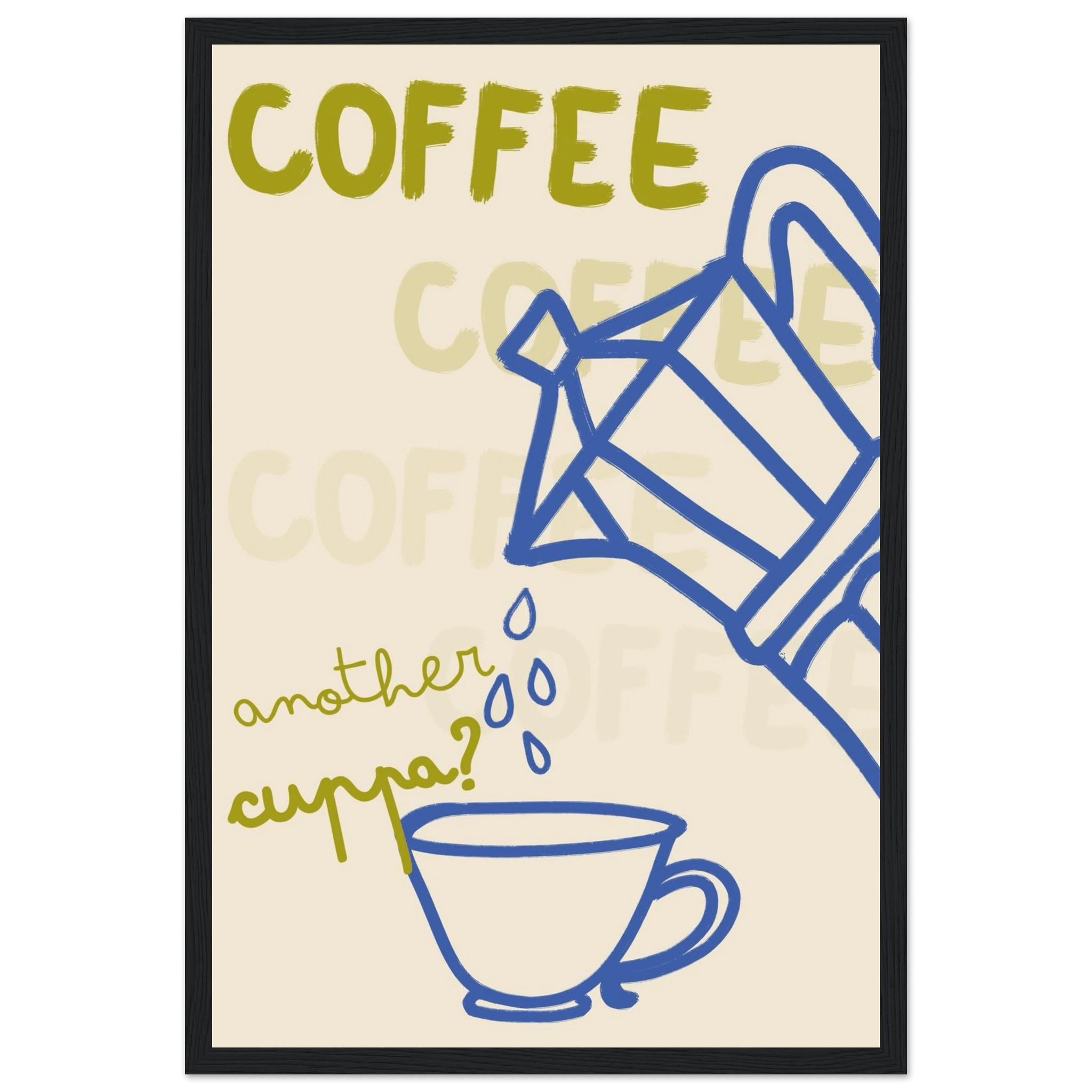 Coffee Print | Another Cuppa Moka Pot Wall Art | Kitchen Coffee Poster - Evergreen Posters