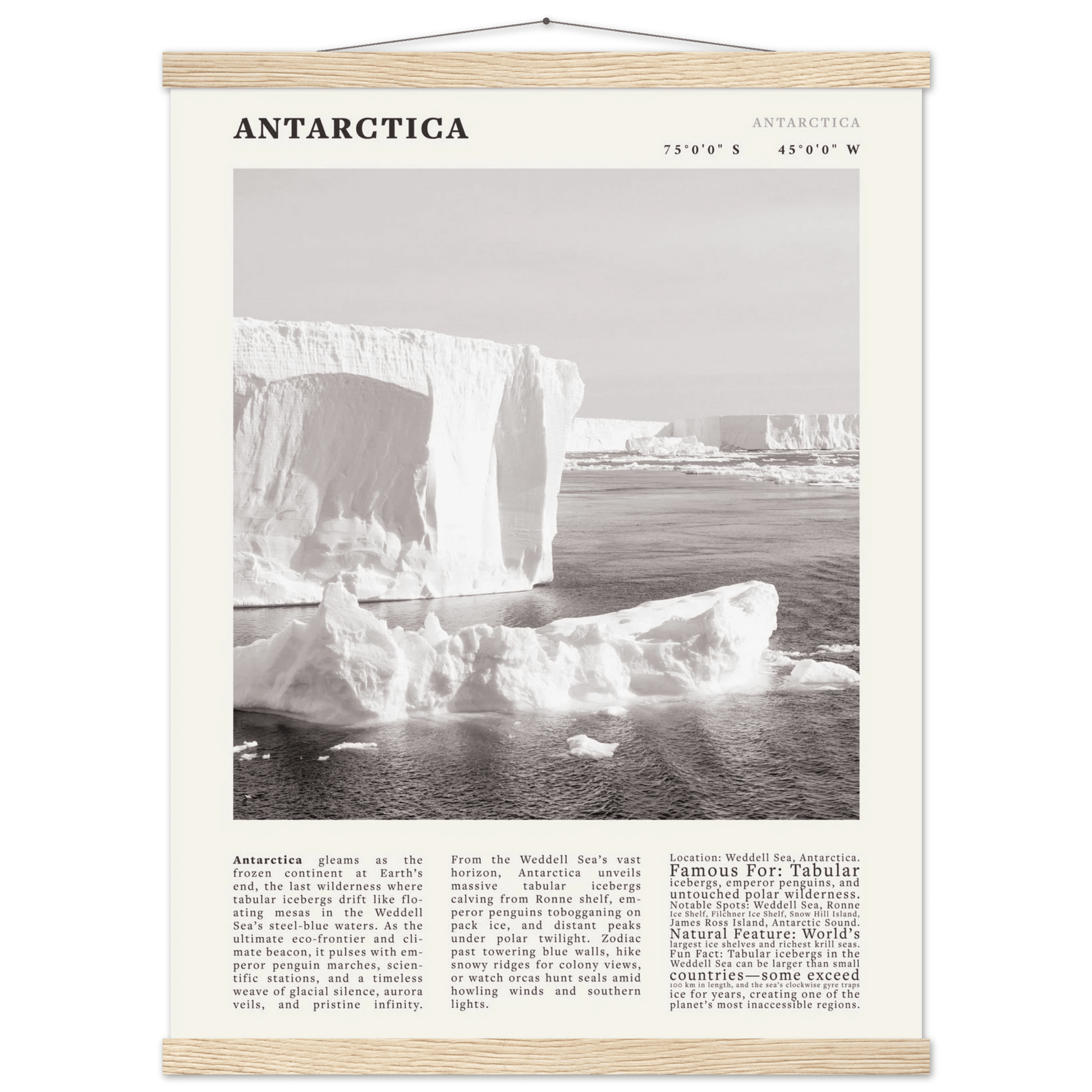 Antarctica Poster Black and White – Vintage Weddell Sea Iceberg Print (Digital & Printed Options) - Evergreen Posters
