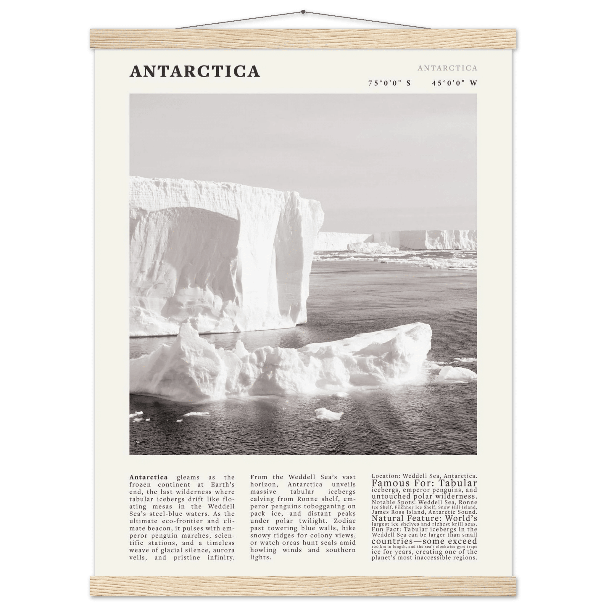 Antarctica Poster Black and White – Vintage Weddell Sea Iceberg Print (Digital & Printed Options) - Evergreen Posters