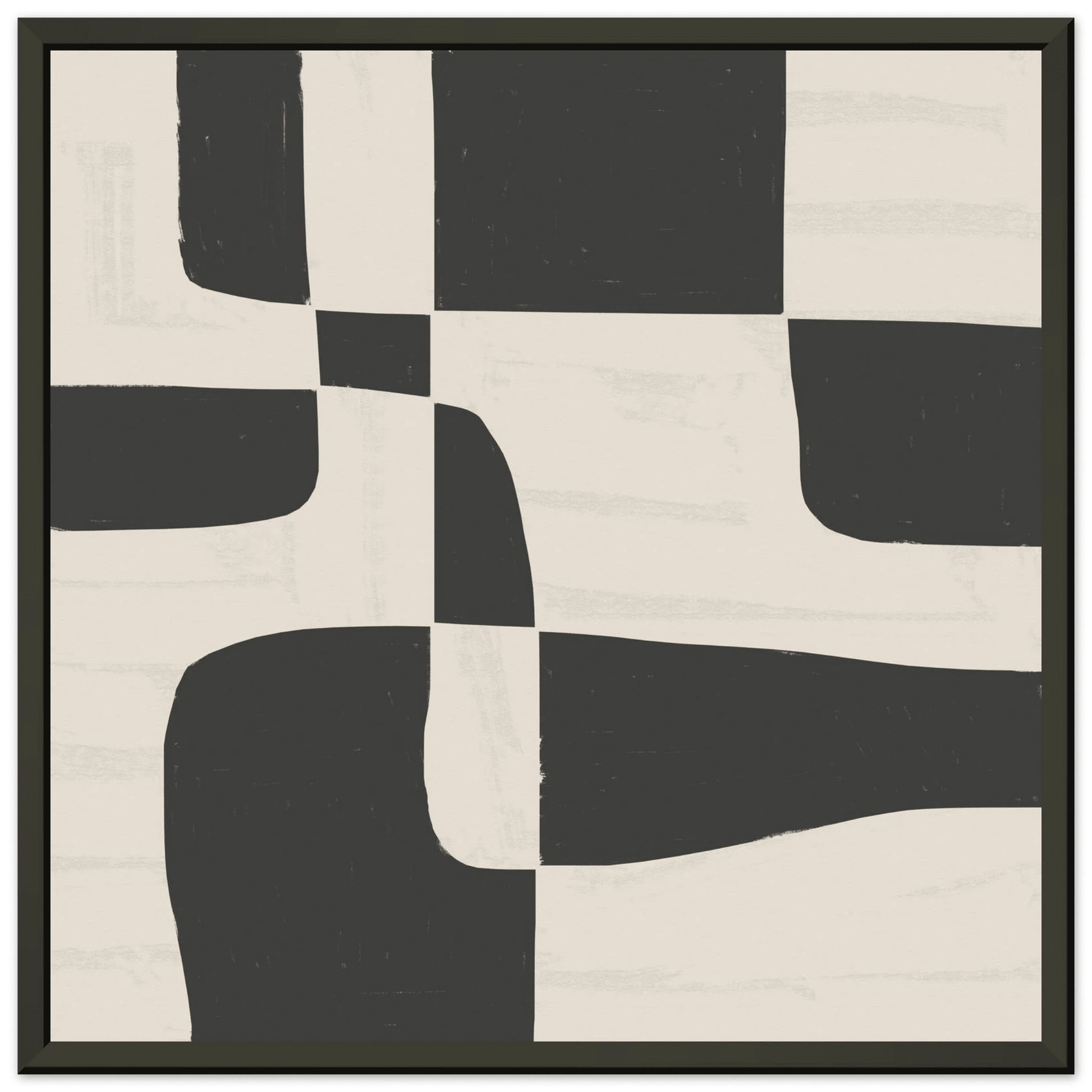 Black & White Abstract Poster | Minimalist Geometric Wall Art | Modern Living Room Print - Evergreen Posters