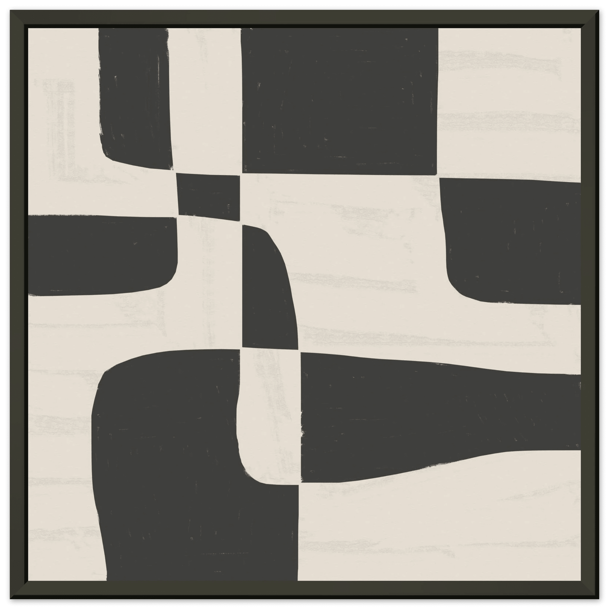 Black & White Abstract Poster | Minimalist Geometric Wall Art | Modern Living Room Print - Evergreen Posters