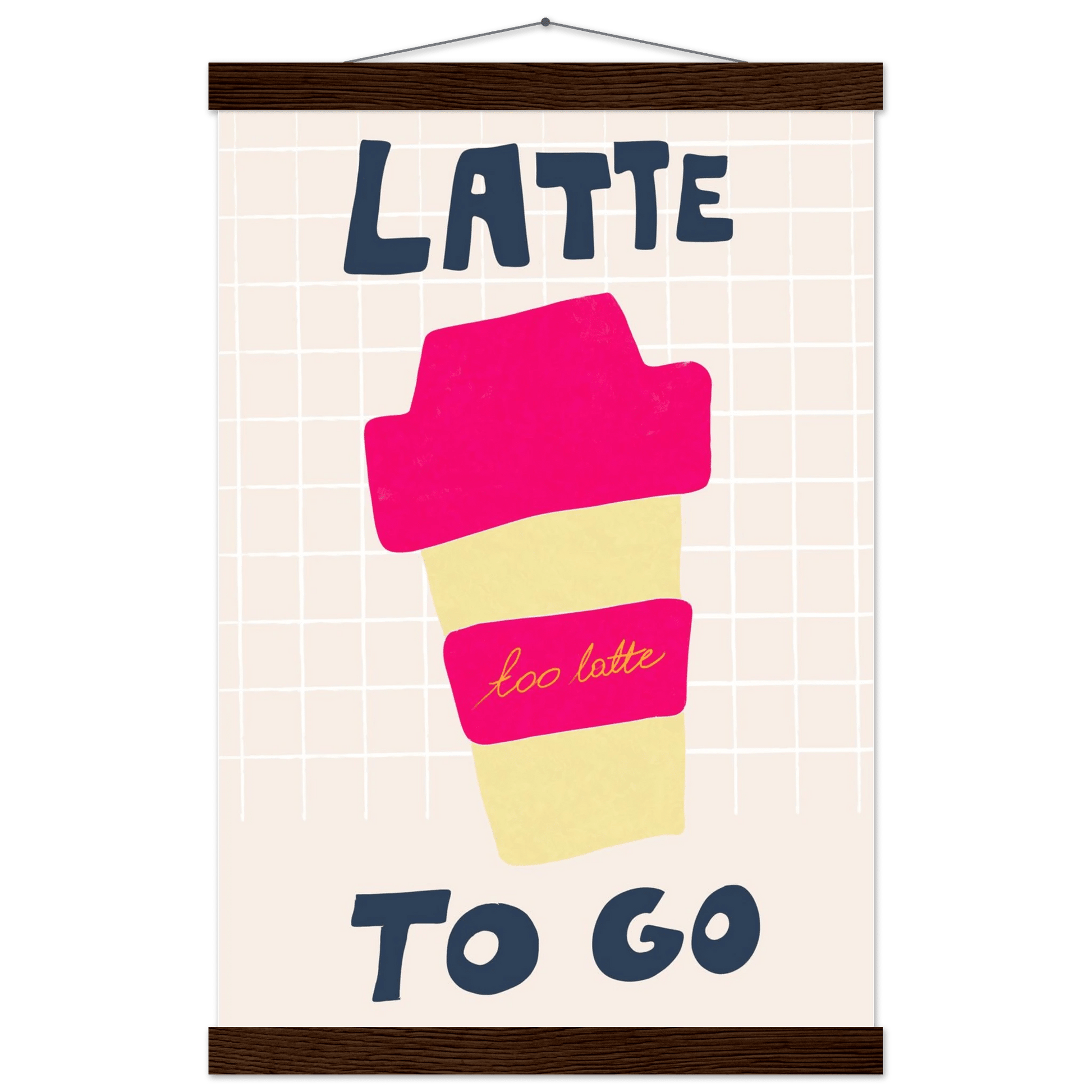 Latte To Go Poster – Playful Coffee Kitchen Wall Art Print (Digital & Printed Options) - Evergreen Posters