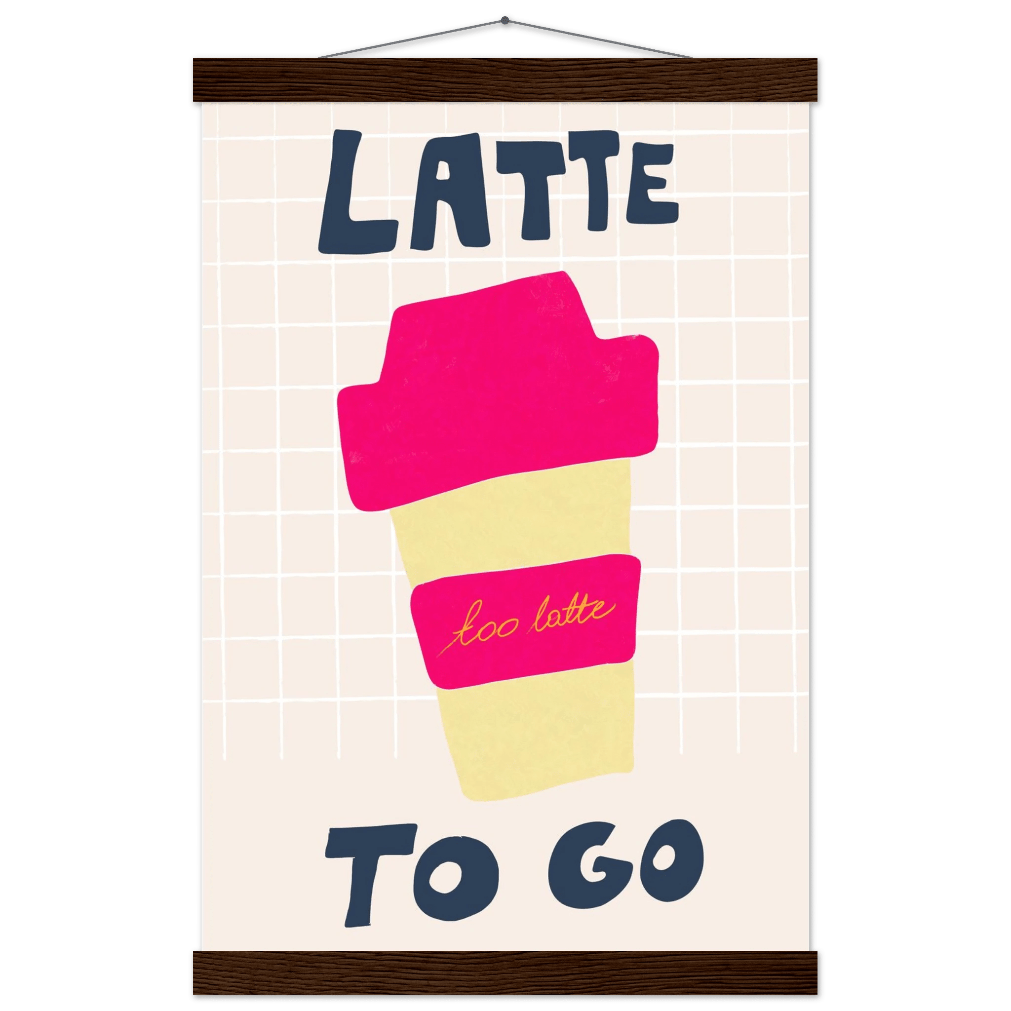 Latte To Go Poster – Playful Coffee Kitchen Wall Art Print (Digital & Printed Options) - Evergreen Posters
