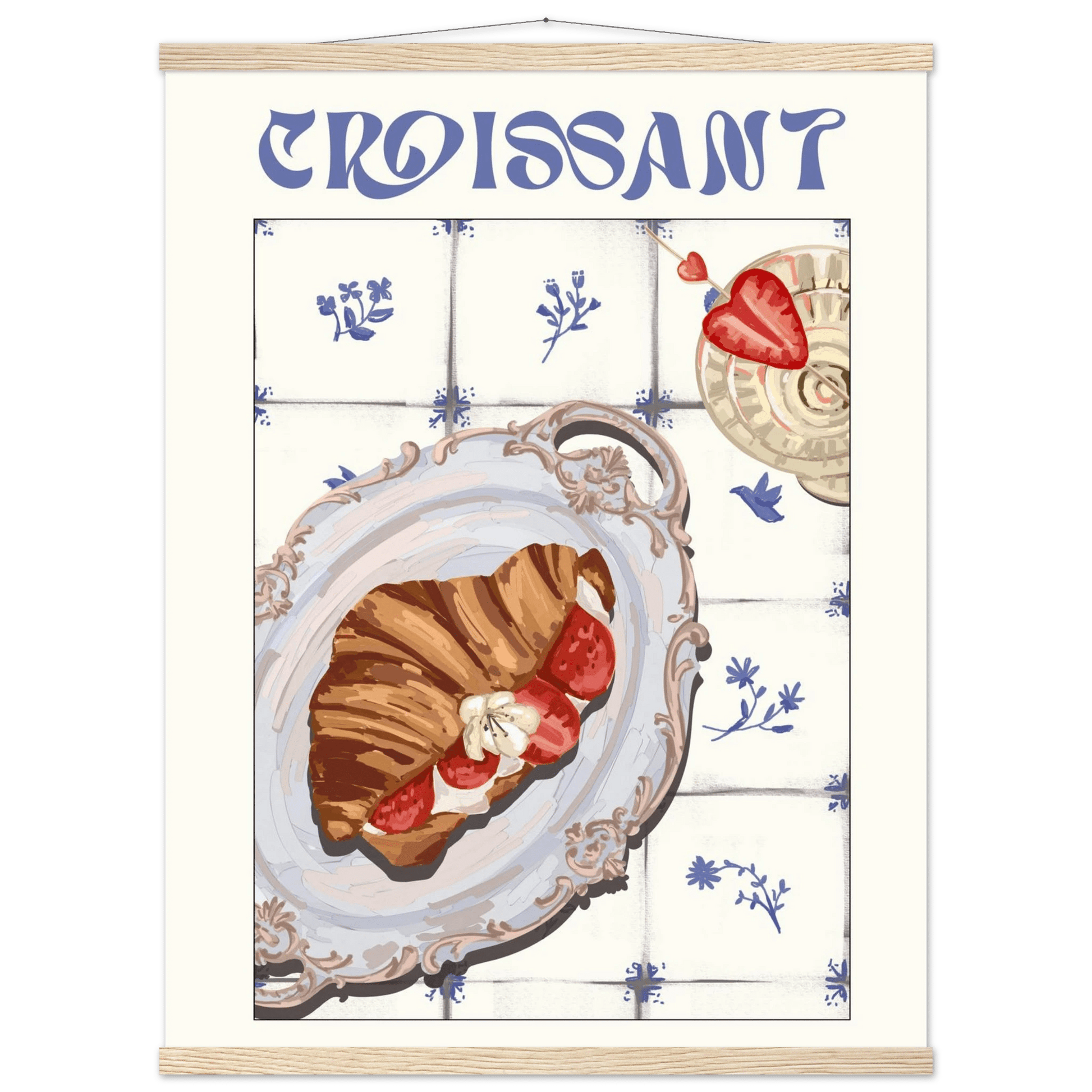 Croissant Poster – Charming French Breakfast Kitchen Wall Art Print (Digital & Printed Options) - Evergreen Posters