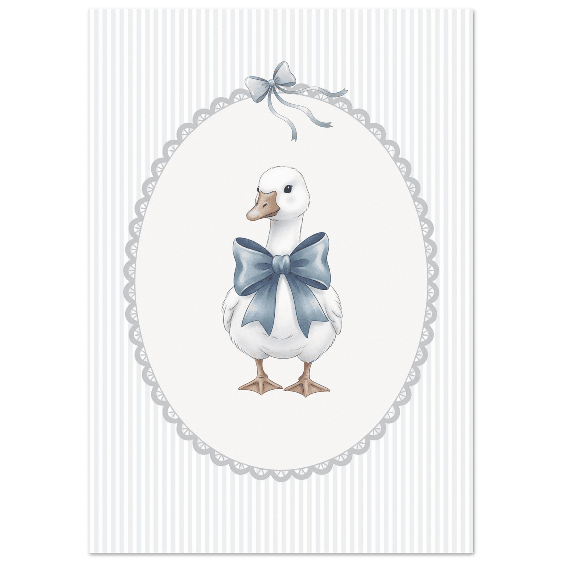 Blue Bow Duck Nursery Poster – Sweet Baby Room Wall Art Print - Evergreen Posters